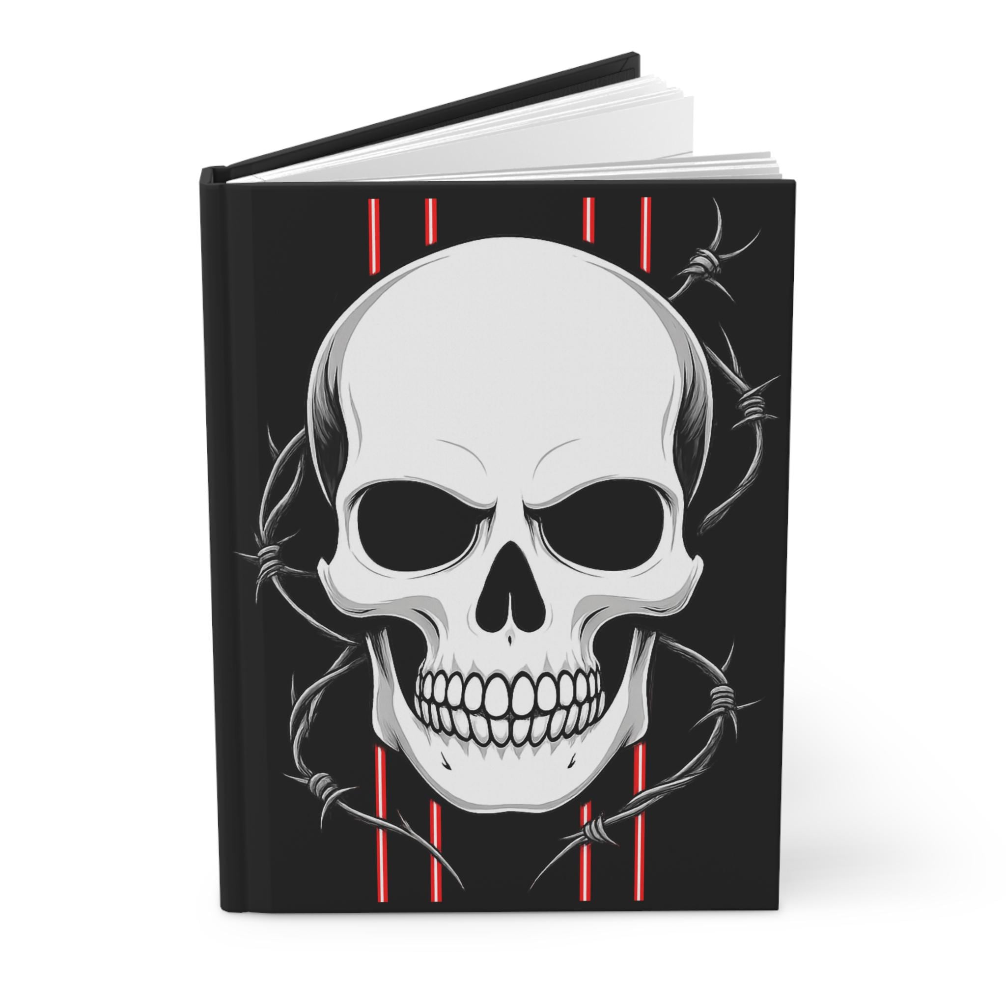 Skull Design Hardcover Journal - Matte Finish, Punk Aesthetic Notebook, Gift for Writers, Art Journal, Halloween Decor, Alternative Style