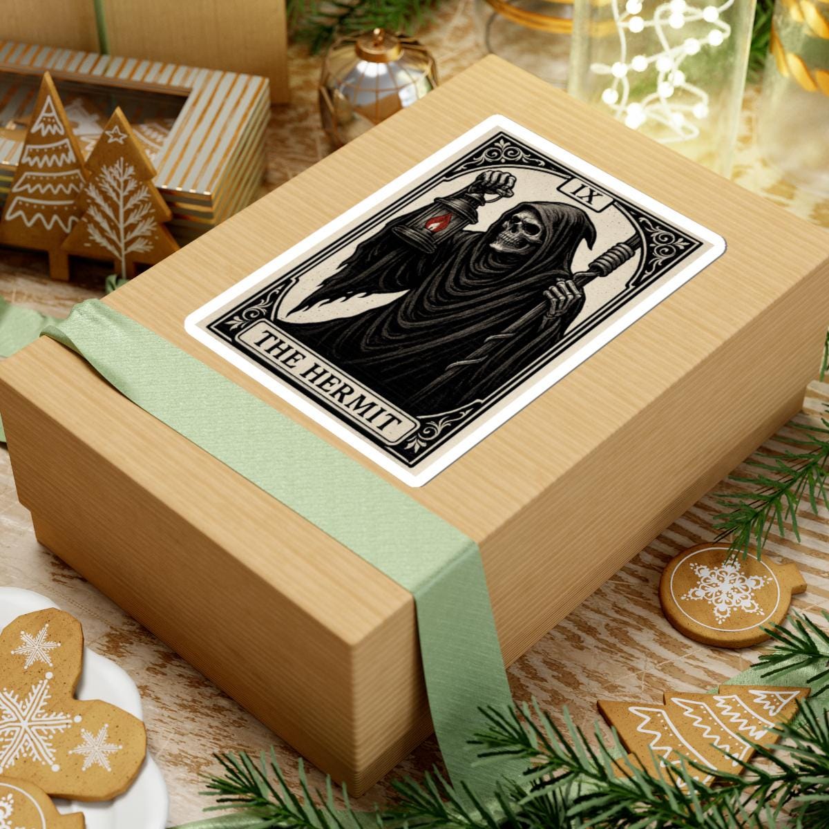 Gothic Tarot Stickers, The Hermit Sticker, Dark Aesthetic Decal, Occult Art Sticker, VeinLine Studio