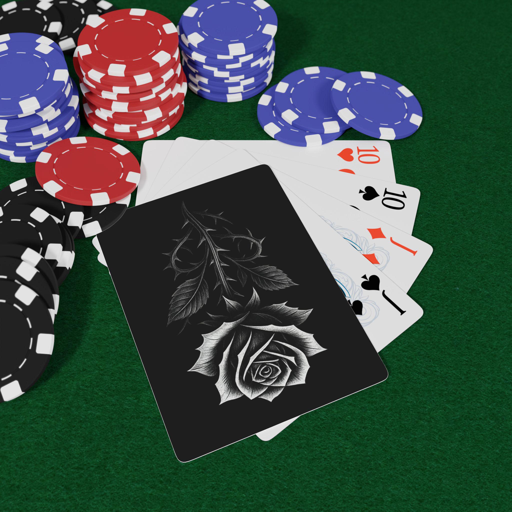 Custom Poker Playing Cards with Rose Design, VeinLine Studio