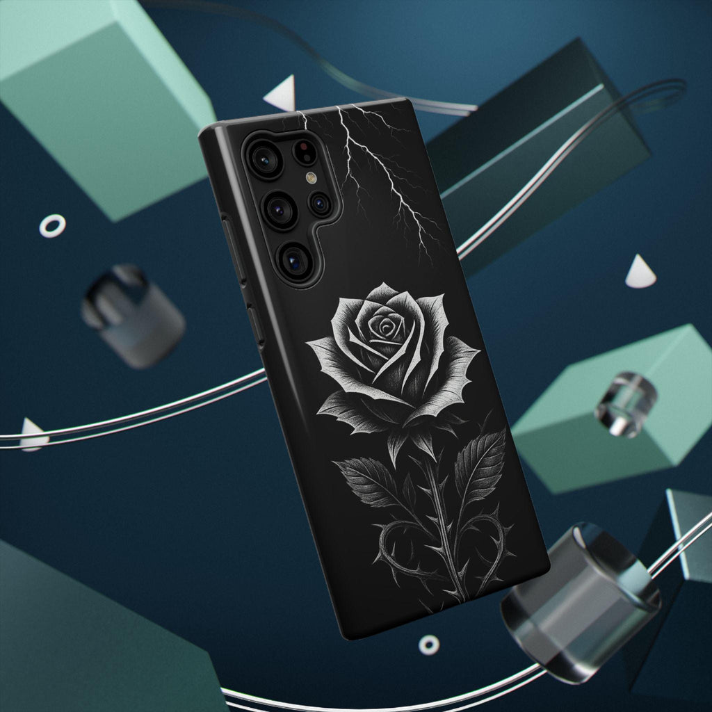 Stylish Impact-Resistant Phone Case - Black Rose Design for Flower Lovers, Gift for Him/Her, Trendy Accessories, Unique Phone Protection