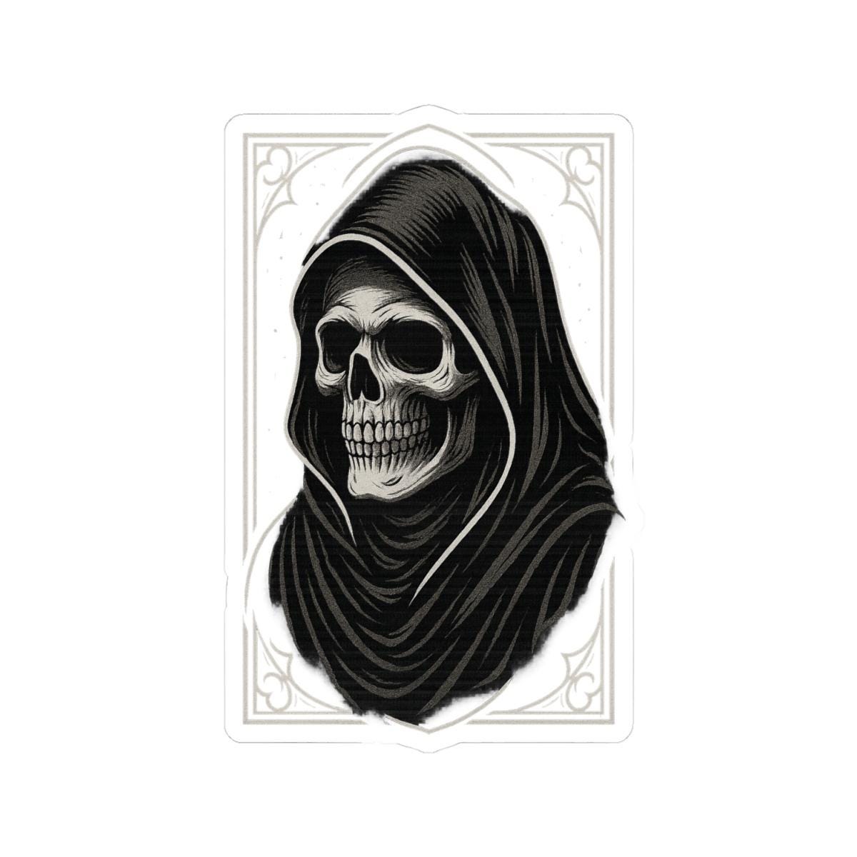 Dark Elegance Skull Sticker – Gothic Tattoo Art Decal VeinLine Studio