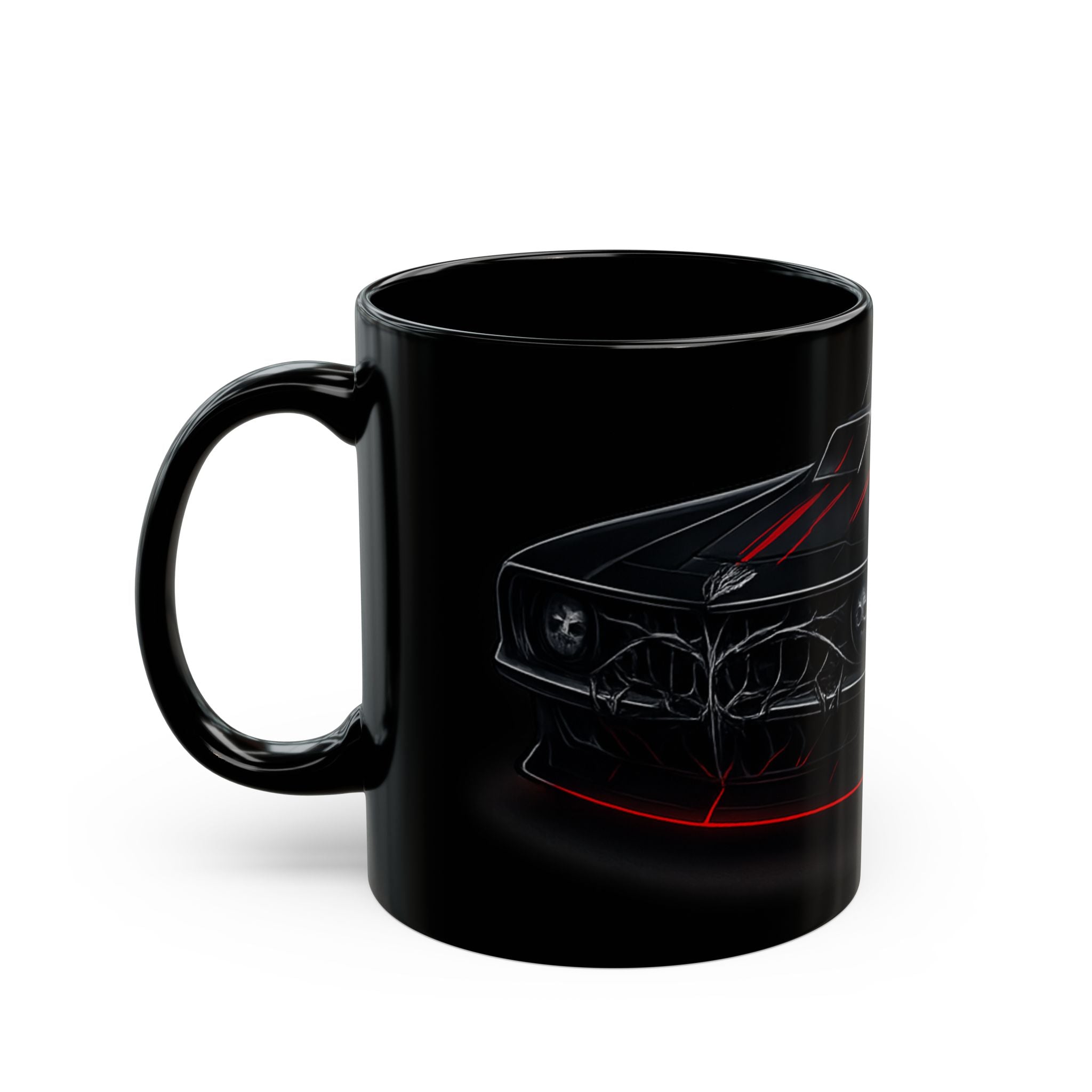 Black Muscle Car Mug – Retro Dark Car Illustration Coffee Cup (11oz/15oz)