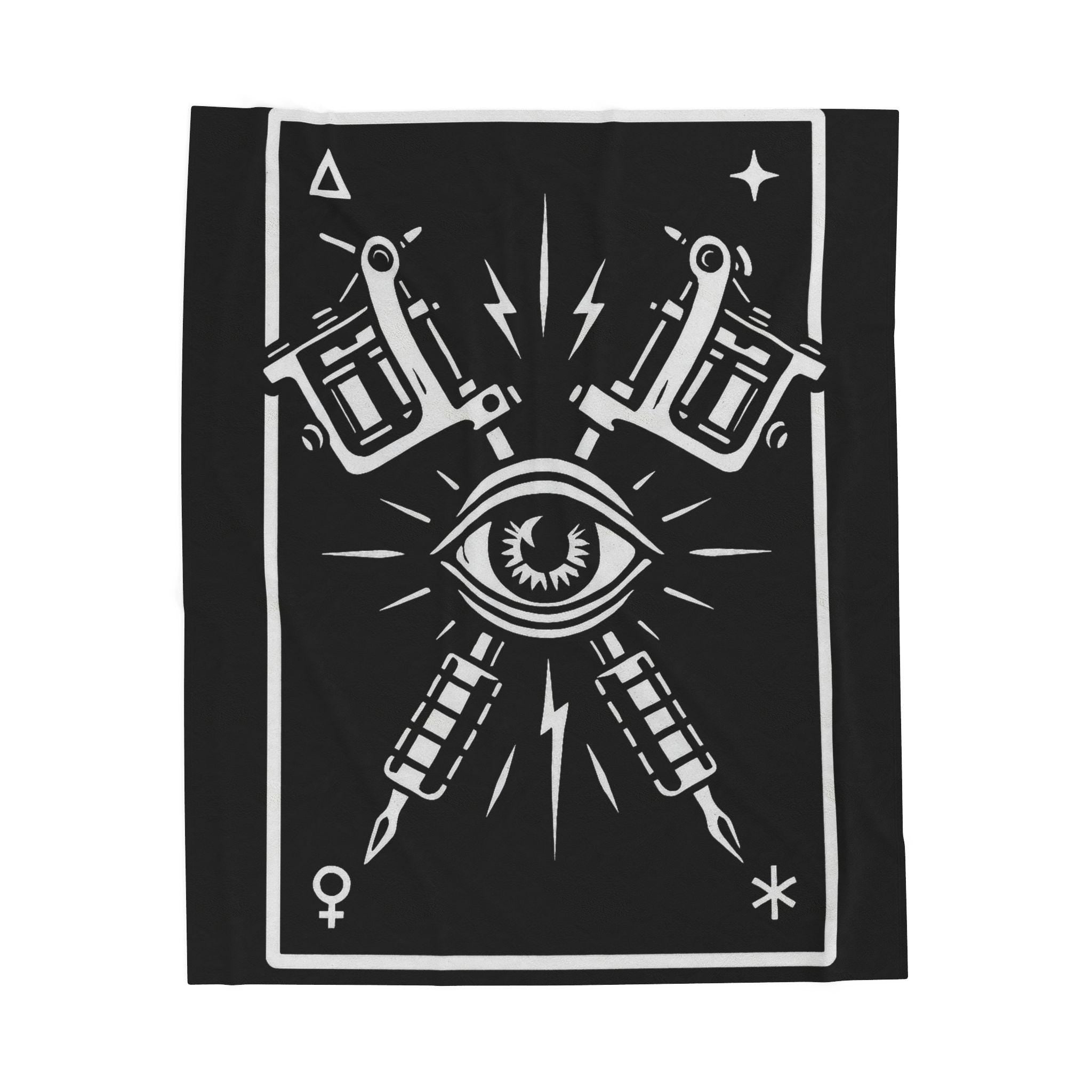 Plush Blanket, Tattoo Machines All Seeing Eye Tarot Card Design VeinLine Studio