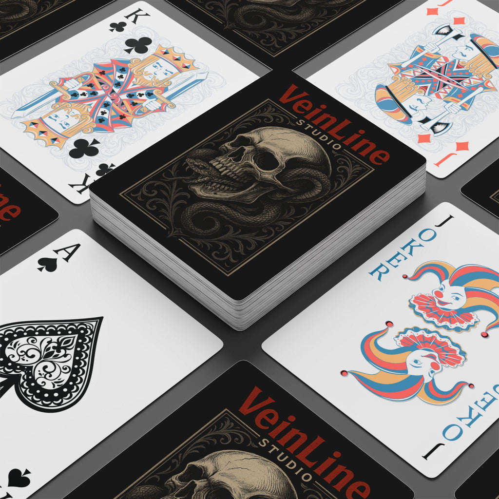 Gothic Skull Poker Playing Cards: Stylish Card Deck in Acrylic Box, VeinLine Studio