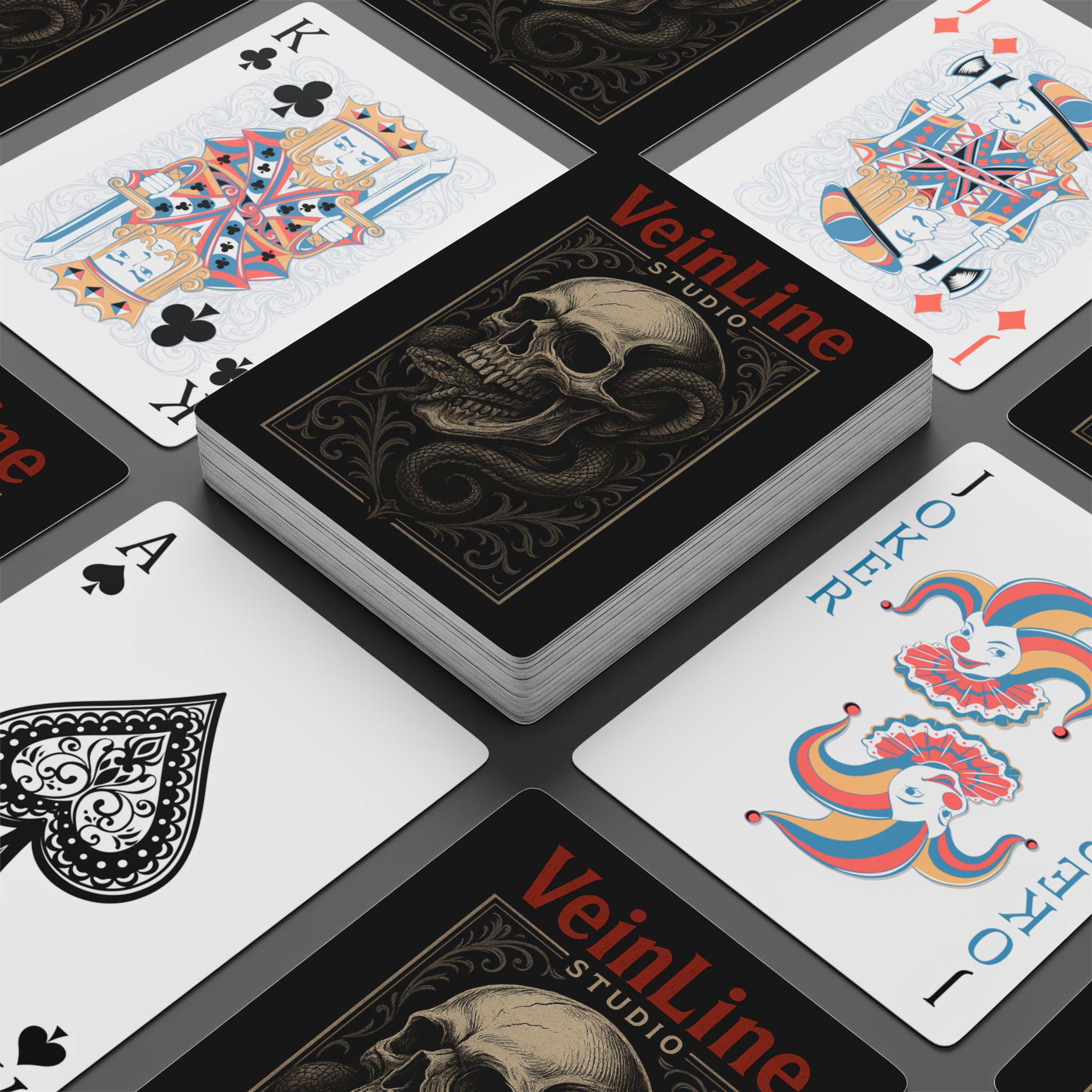 Gothic Skull Poker Playing Cards: Stylish Card Deck in Acrylic Box, VeinLine Studio
