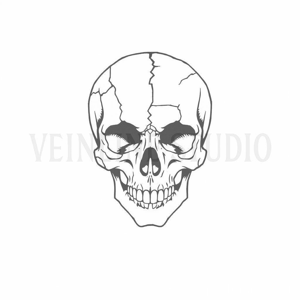 Skull tattoo stencil pack of 10 AI generated designs. Digital download.