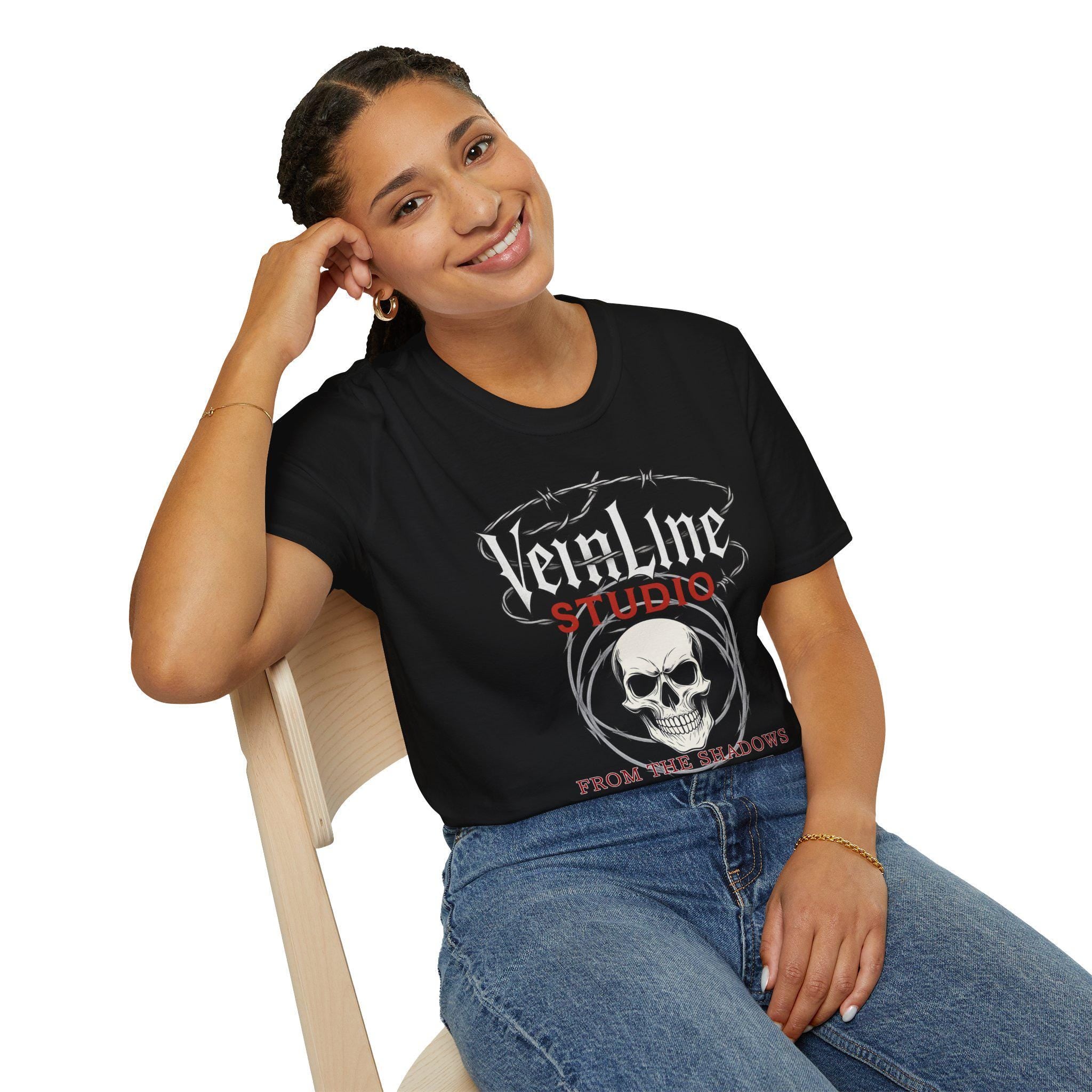 Gothic Skull T-Shirt by VeinLineStudio. Black. Size S-2XL