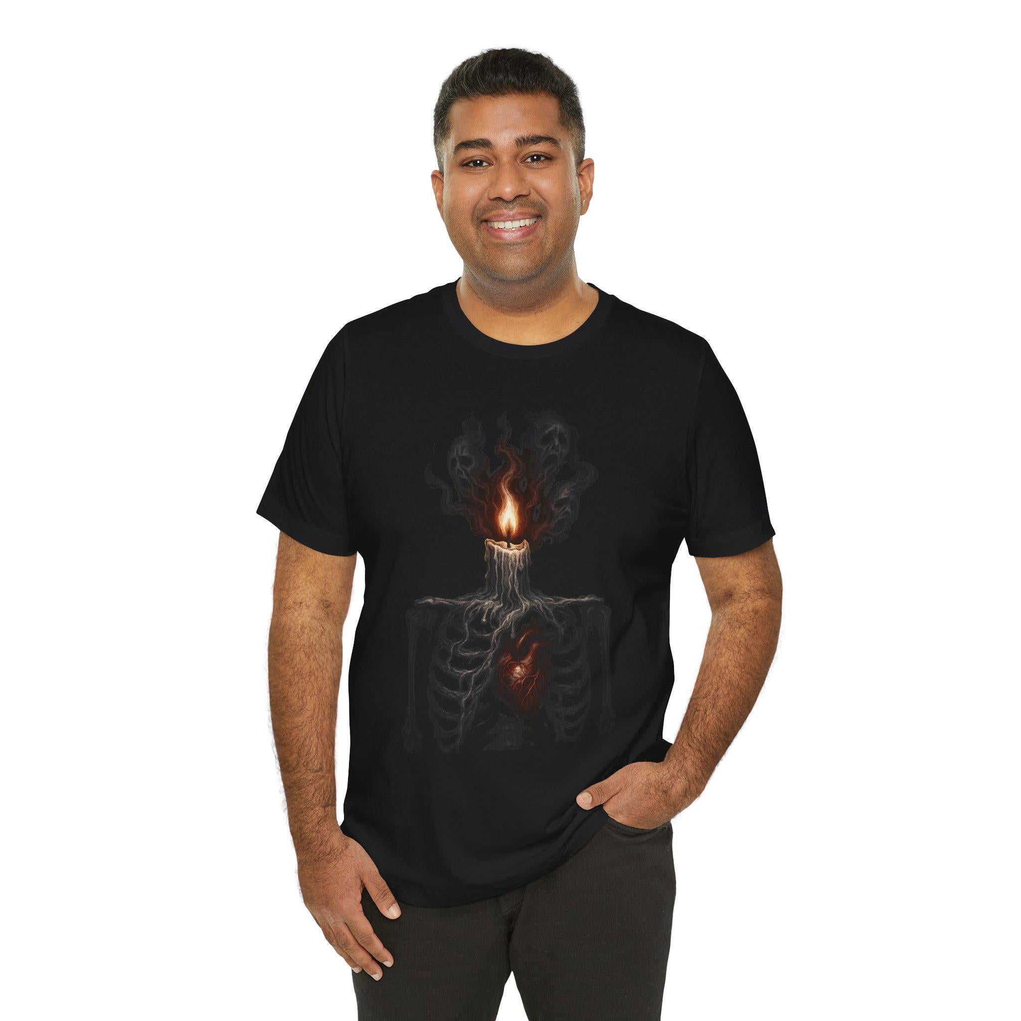 Halloween Shirt, Skeleton Candle Tee, Gothic Clothing, VeinLine Studio