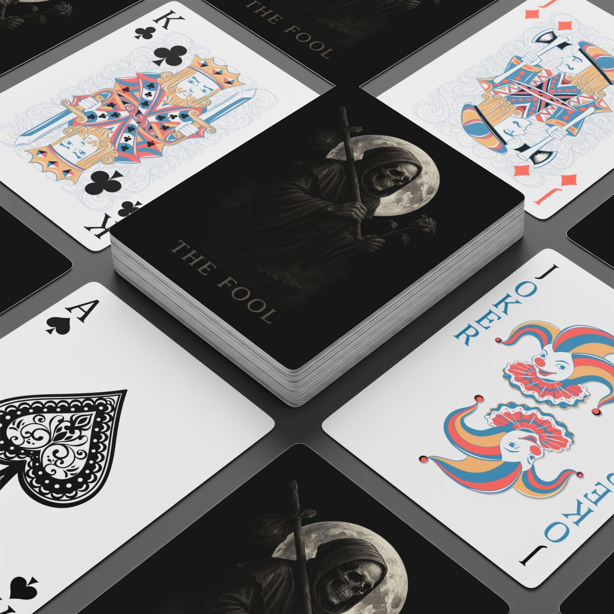Gothic Poker Cards, The Fool design. Skull playing cards. VeinLine studio
