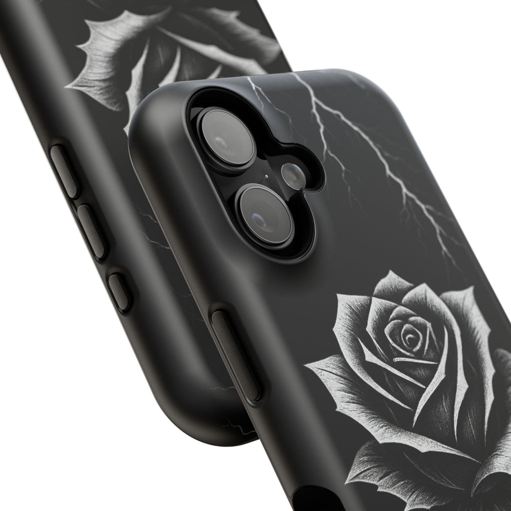 Stylish Impact-Resistant Phone Case - Black Rose Design for Flower Lovers, Gift for Him/Her, Trendy Accessories, Unique Phone Protection