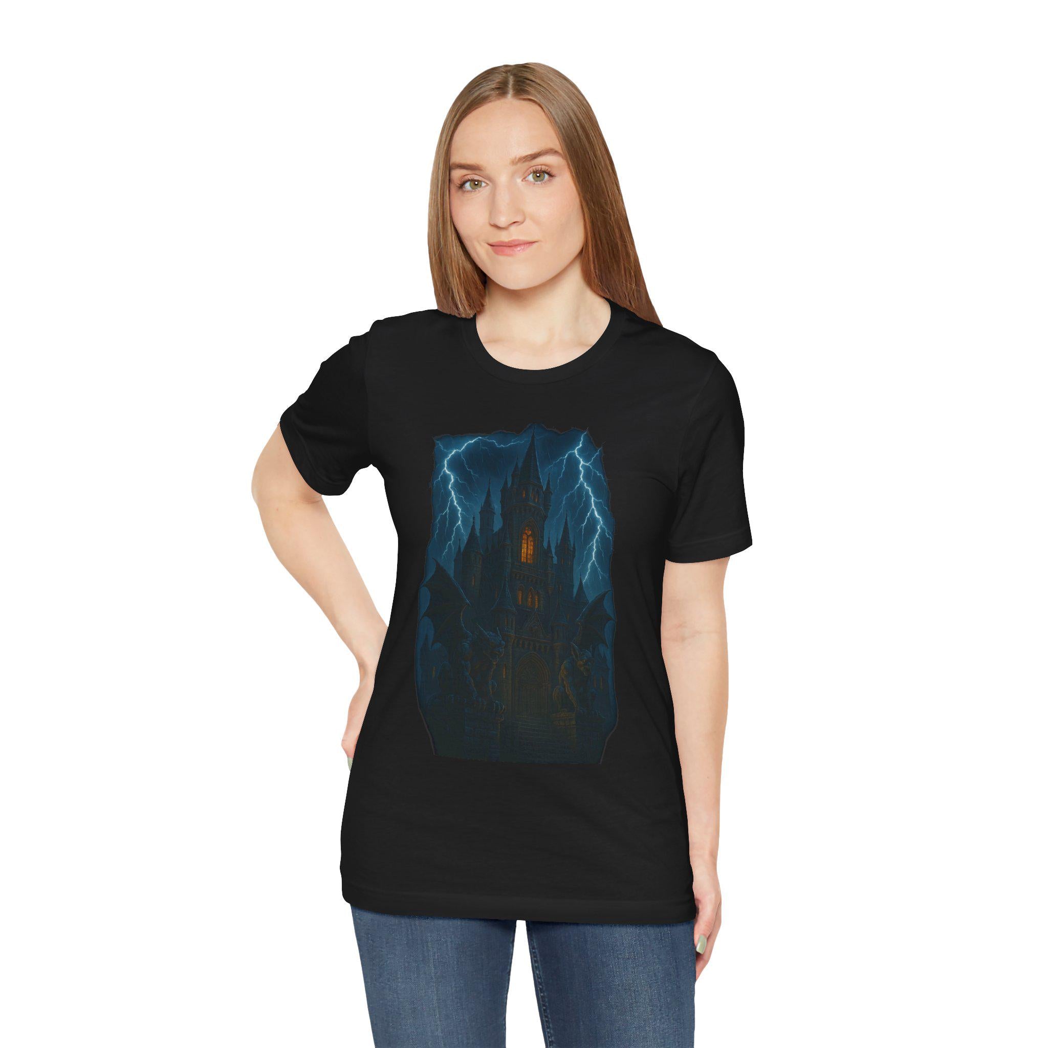 Mystical Castle T-Shirt: Gothic Halloween Fashion VeinLine Studio