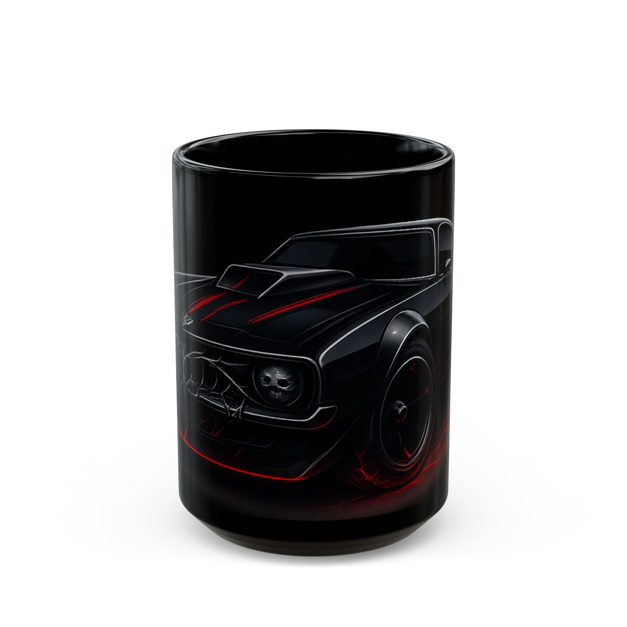 Black Muscle Car Mug – Retro Dark Car Illustration Coffee Cup (11oz/15oz)