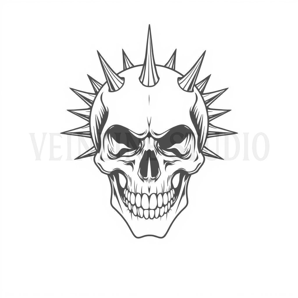 Skull tattoo stencil pack of 10 AI generated designs. Digital download.