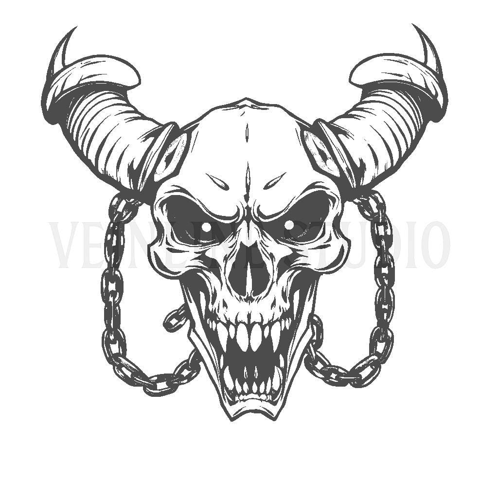 Skull tattoo stencil pack of 10 AI generated designs. Digital download.