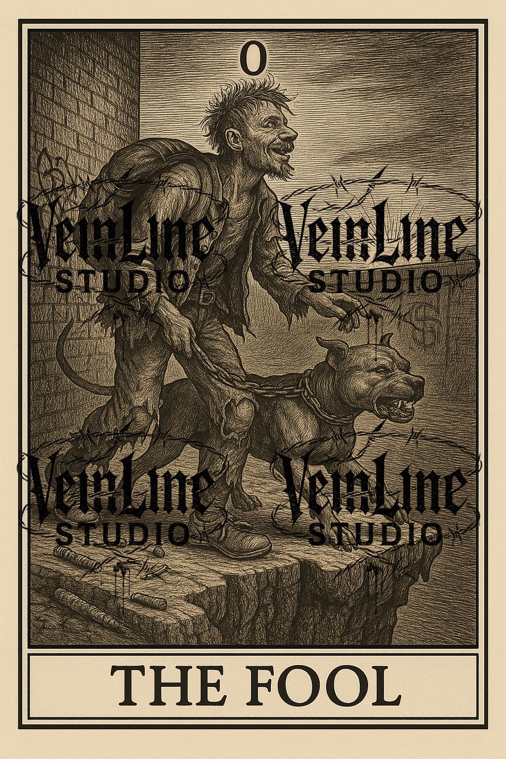 Dark Tarot Card Print: The Fool, Albrecht Dürer Style (Digital Download)by VeinLineStudio