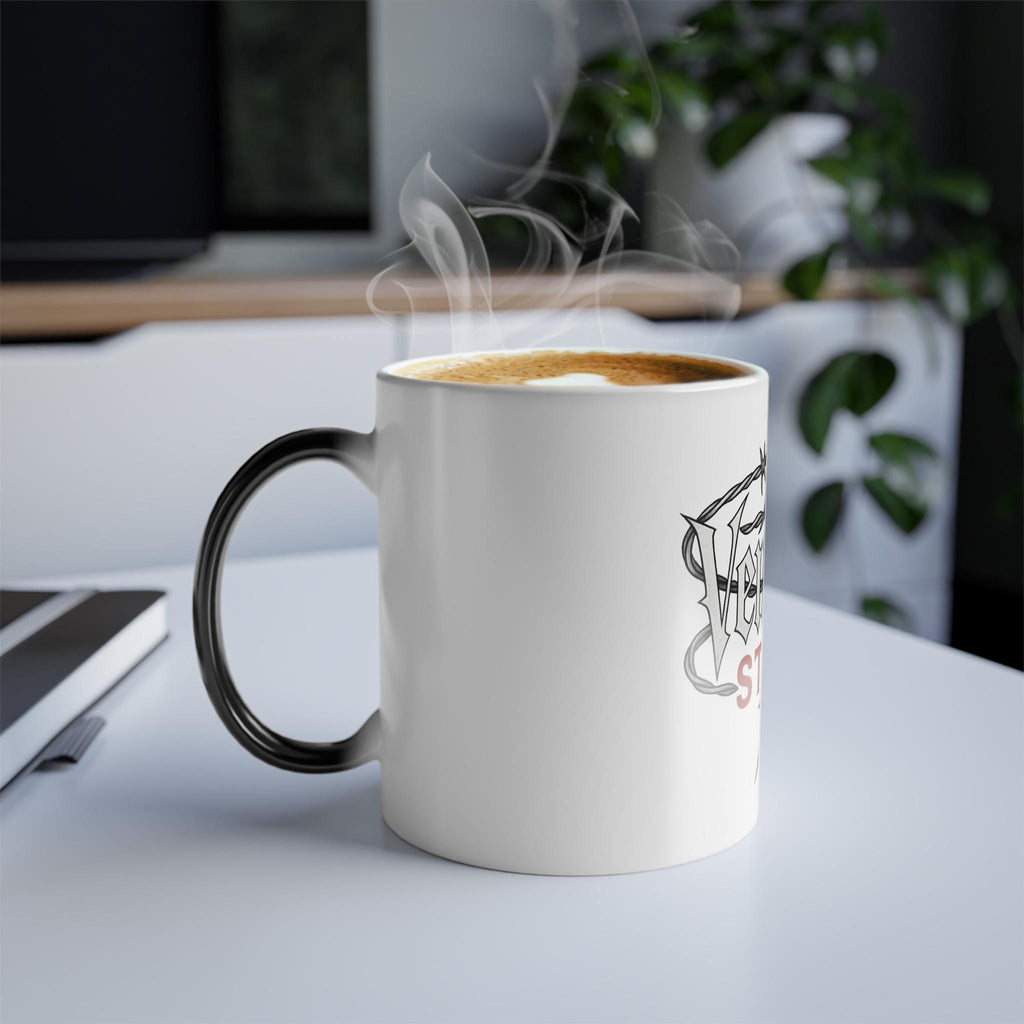 Color Changing Mug, Custom Heat Sensitive Ceramic Cup with VeinLineStudio logo.