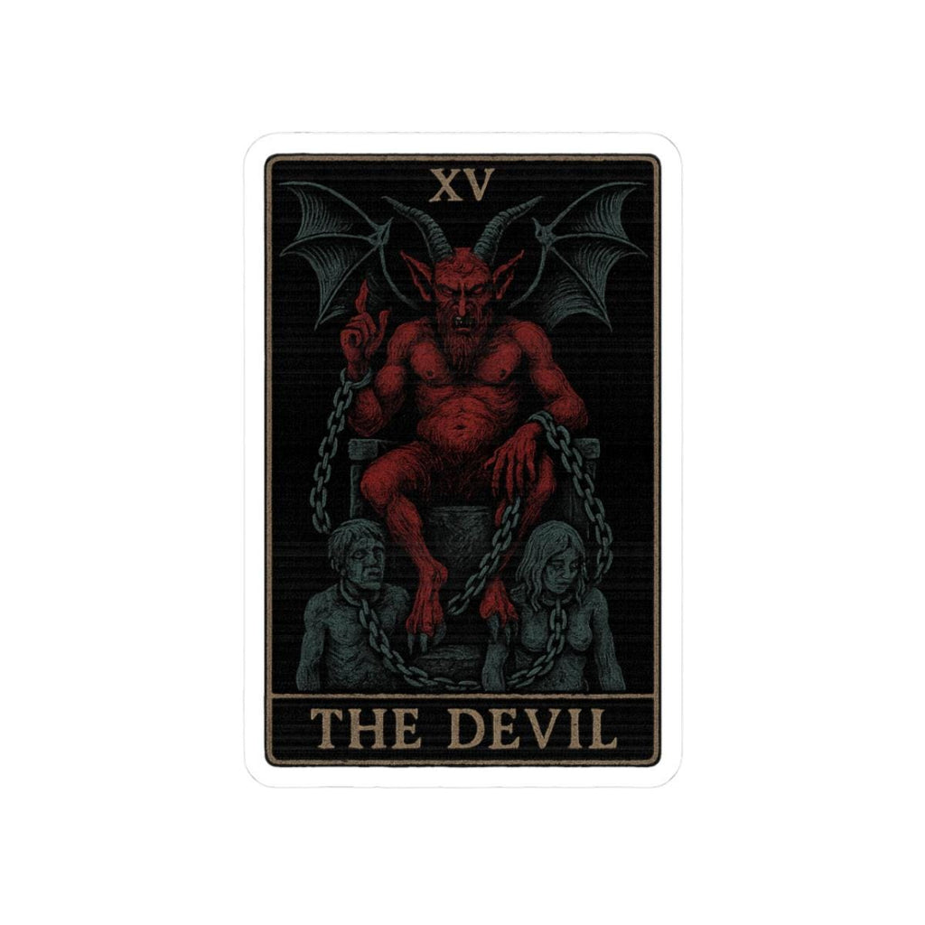 Devil Tarot Sticker – Gothic Occult Art Decal VeinLine Studio