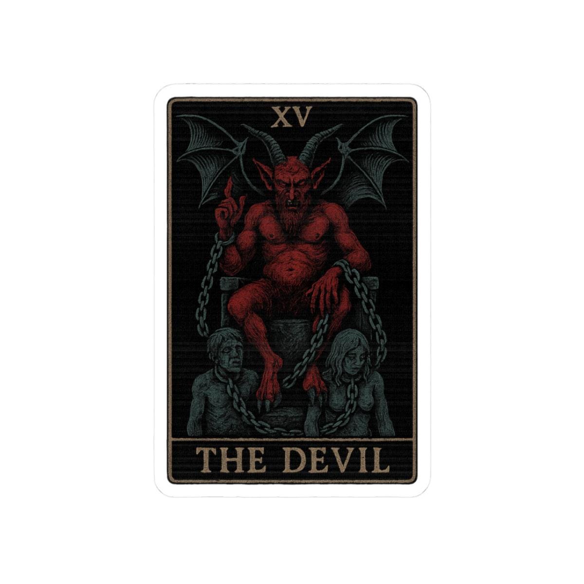Devil Tarot Sticker – Gothic Occult Art Decal VeinLine Studio