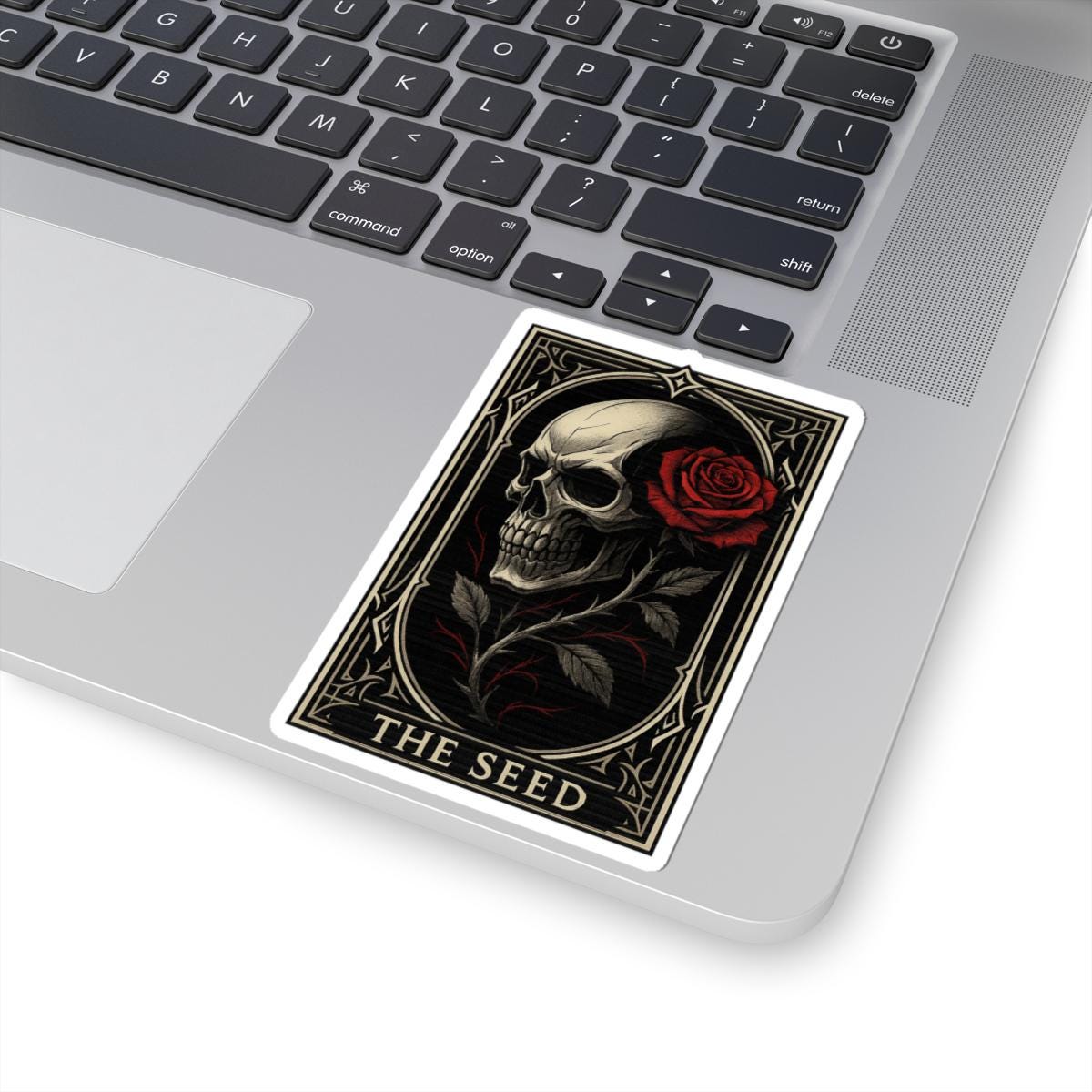 Skull and Rose Sticker – Gothic Floral Art Decal VeinLine Studio