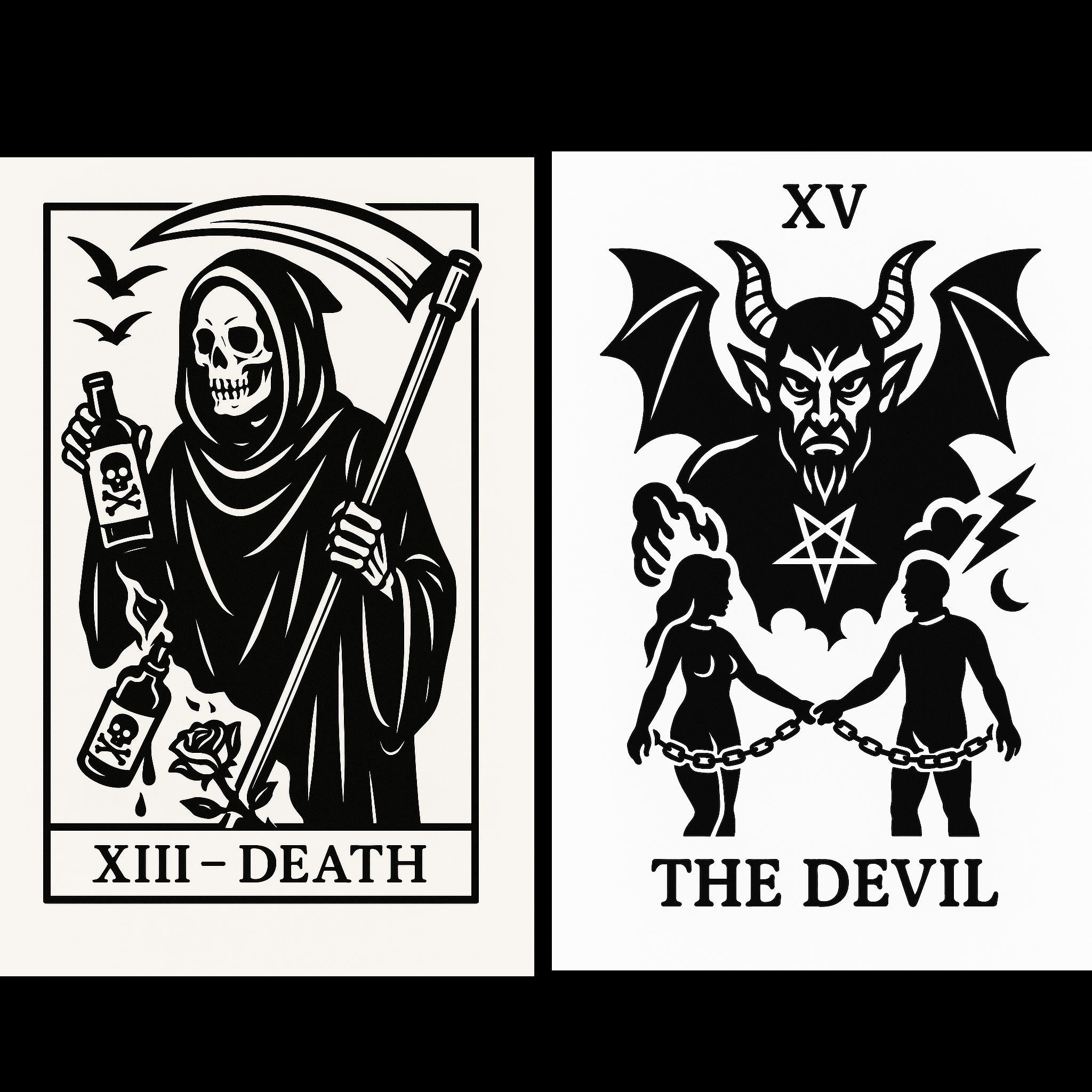Gothic Tattoo Tarot Deck: Major Arcana Printable Cards (Digital Download by VeinLineStudio
