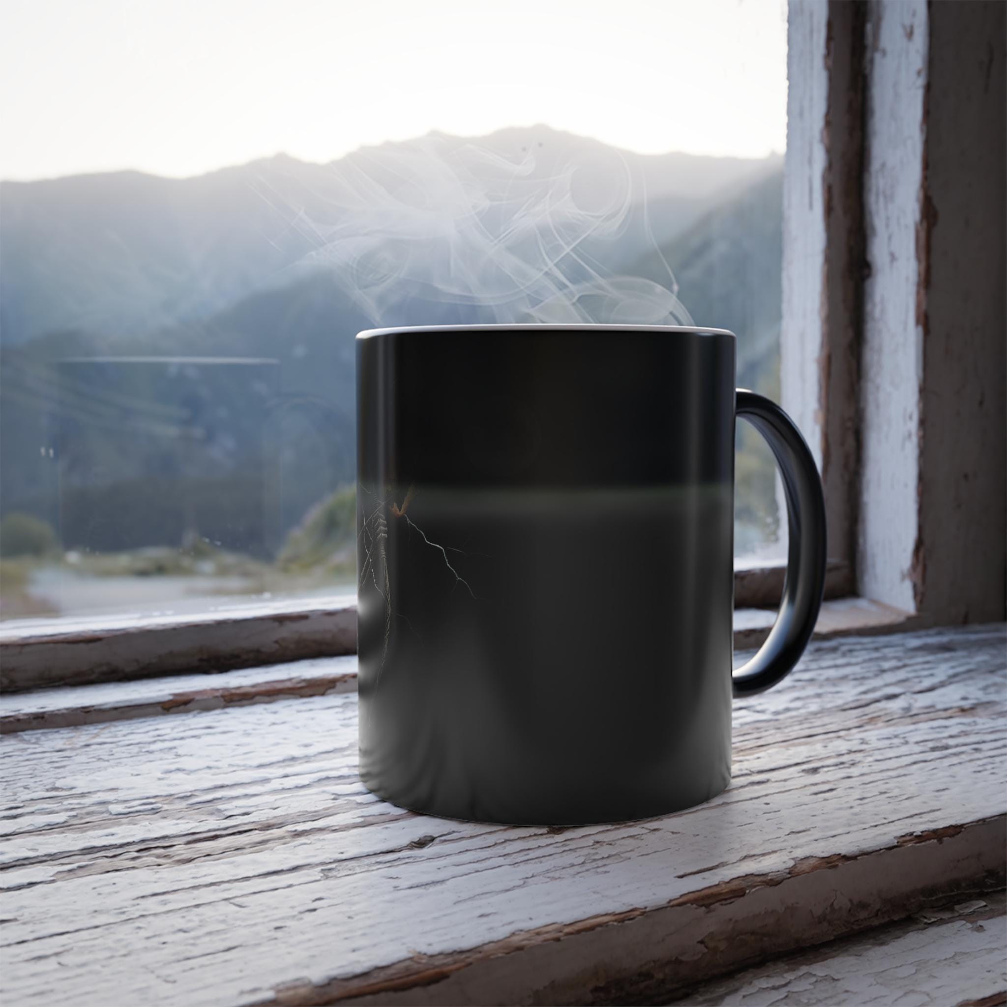 Mug, Skeleton Archer , Moon & Lightning Design, Color Changing Cup, Coffee Mug, VeinLine Studio
