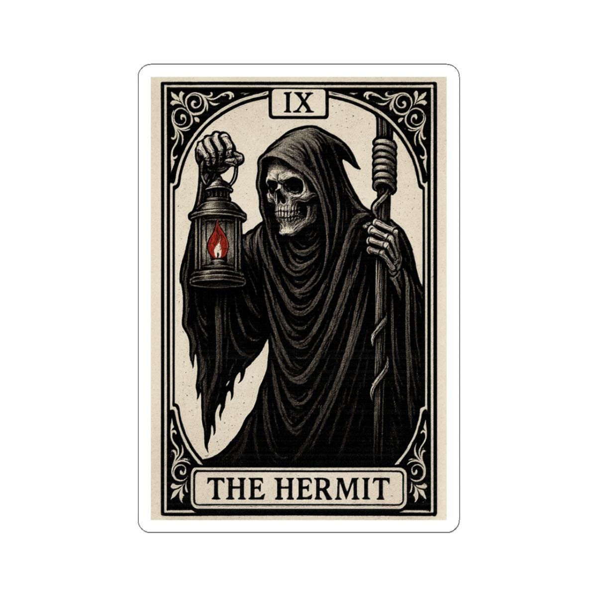 Gothic Tarot Stickers, The Hermit Sticker, Dark Aesthetic Decal, Occult Art Sticker, VeinLine Studio