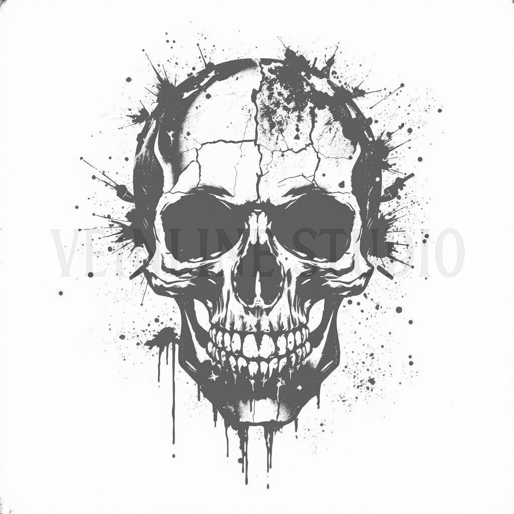 Skull tattoo stencil pack of 10 AI generated designs. Digital download.
