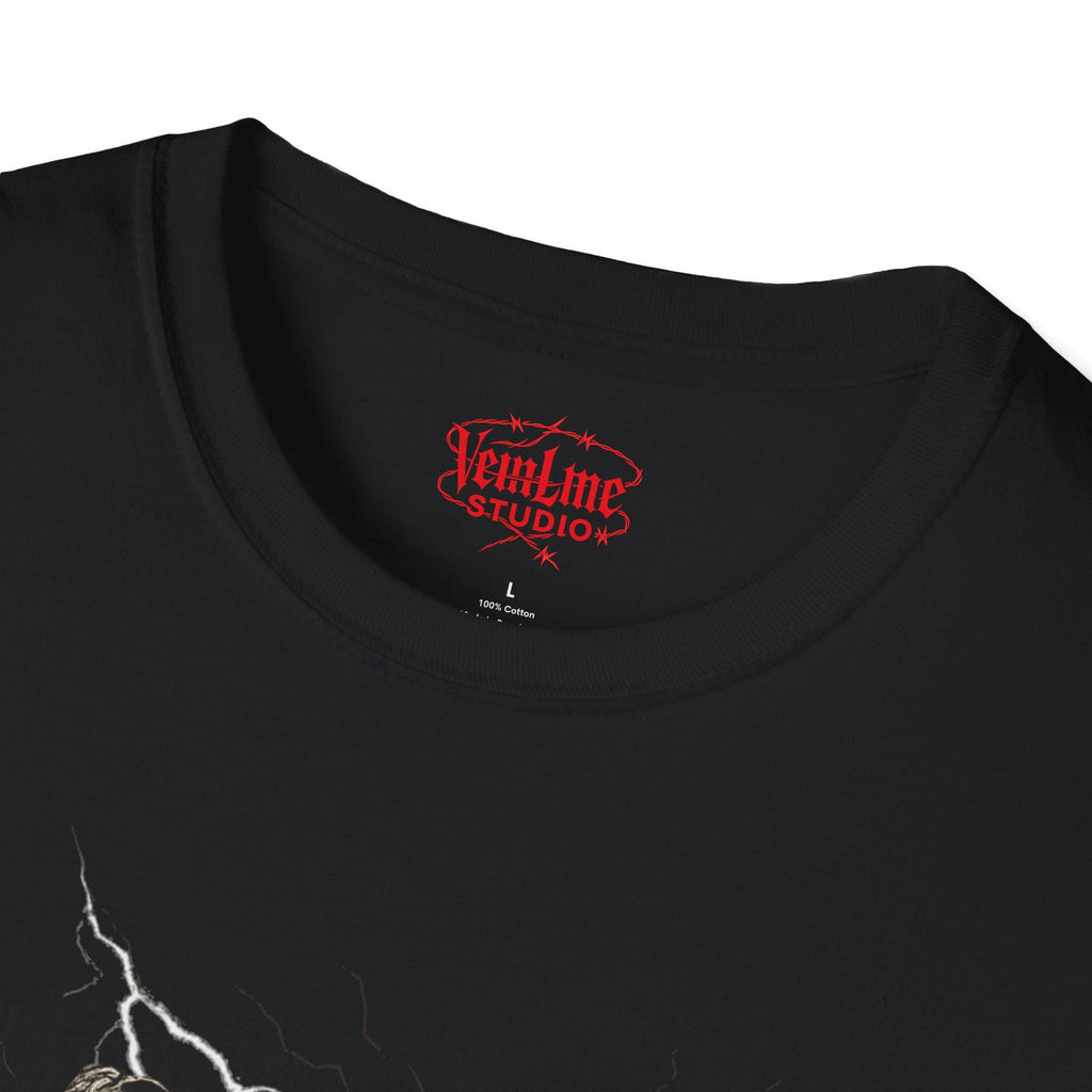 Serpent Thunder Unisex Softstyle T-Shirt | Casual Wear, Graphic Tee, Gift for Snake Lovers, Unique Art Tee, Streetwear Fashion