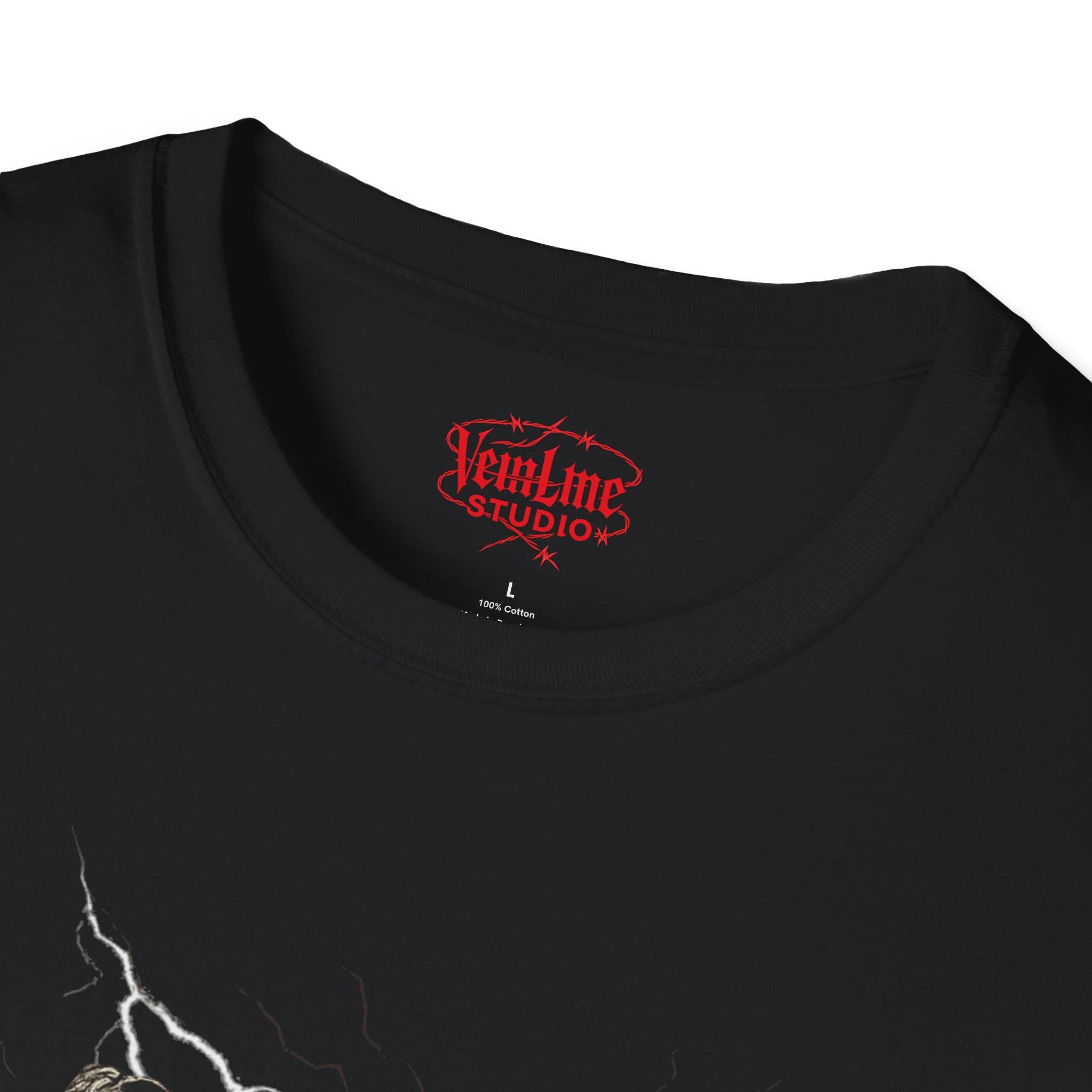 Serpent Thunder Unisex Softstyle T-Shirt | Casual Wear, Graphic Tee, Gift for Snake Lovers, Unique Art Tee, Streetwear Fashion