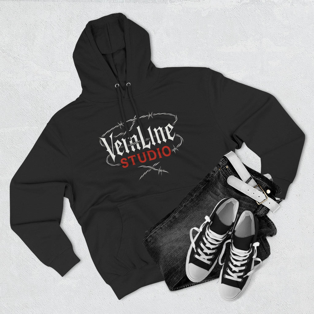 Edgy Graphic Hoodie, cotton and polyester, black, size XS-3XL, VeinLine Studio