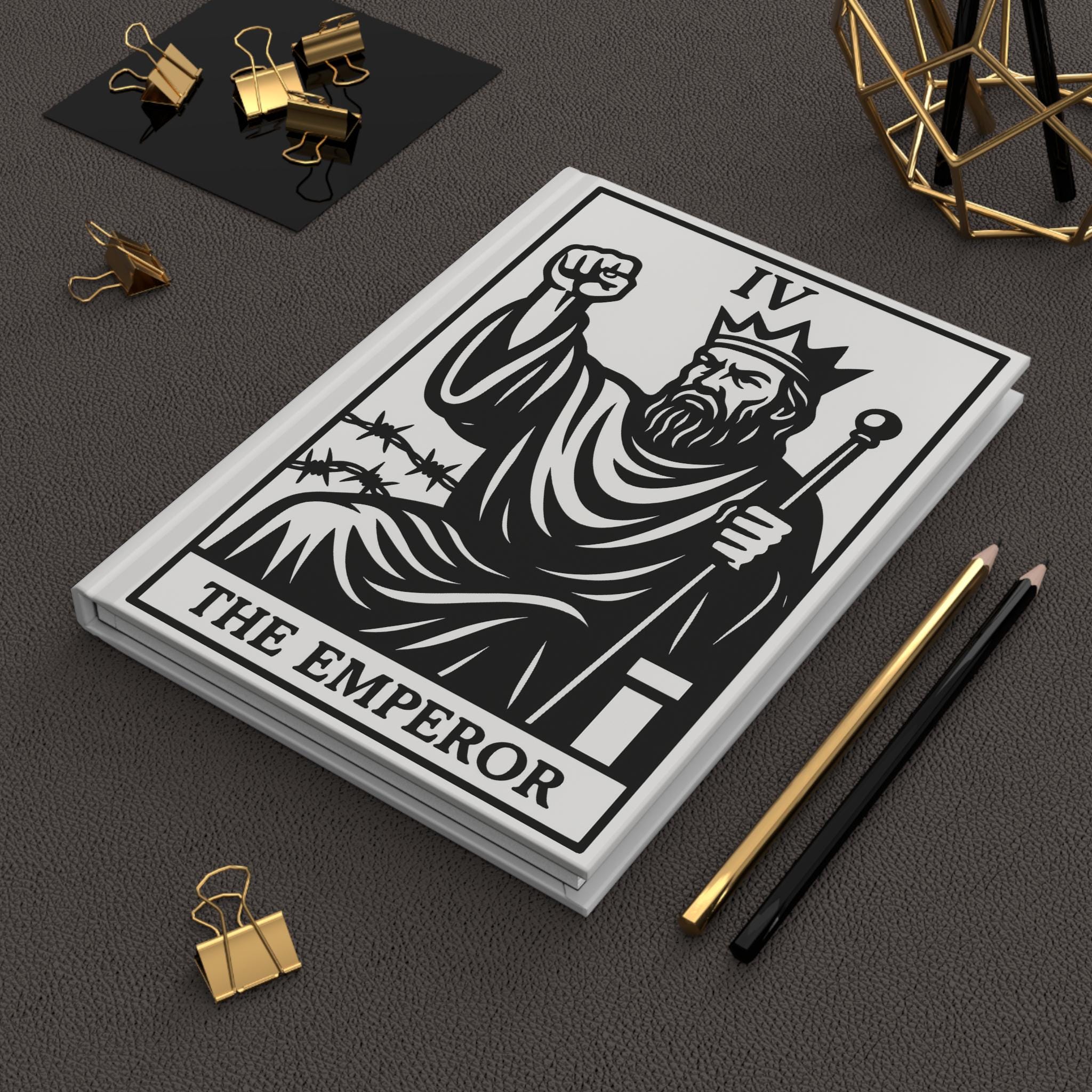 Emperor Tarot Hardcover Journal, Stylish Writing Notebook, Art Sketchbook, Gift for Artists, Unique Stationery