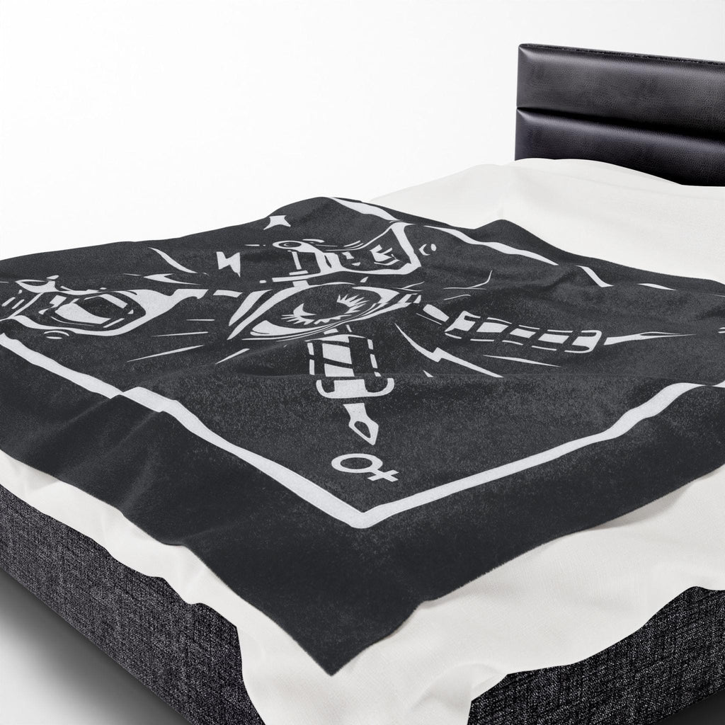 Plush Blanket, Tattoo Machines All Seeing Eye Tarot Card Design VeinLine Studio