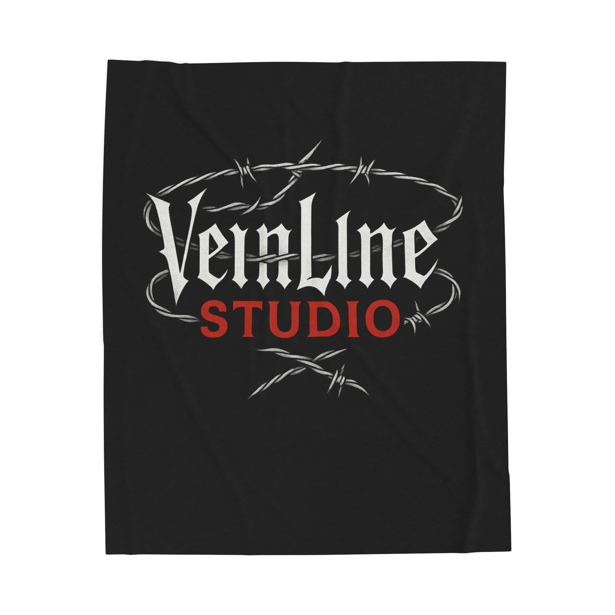 Gothic Plush Blanket, VeinLineStudio Logo Throw, Black Velveteen Blanket, VeinLine Studio
