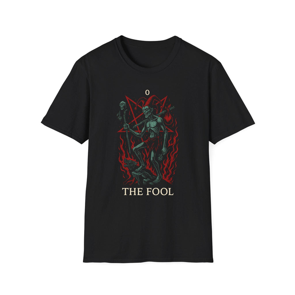 The Fool Tarot Card T-Shirt Black. VeinLine Studio