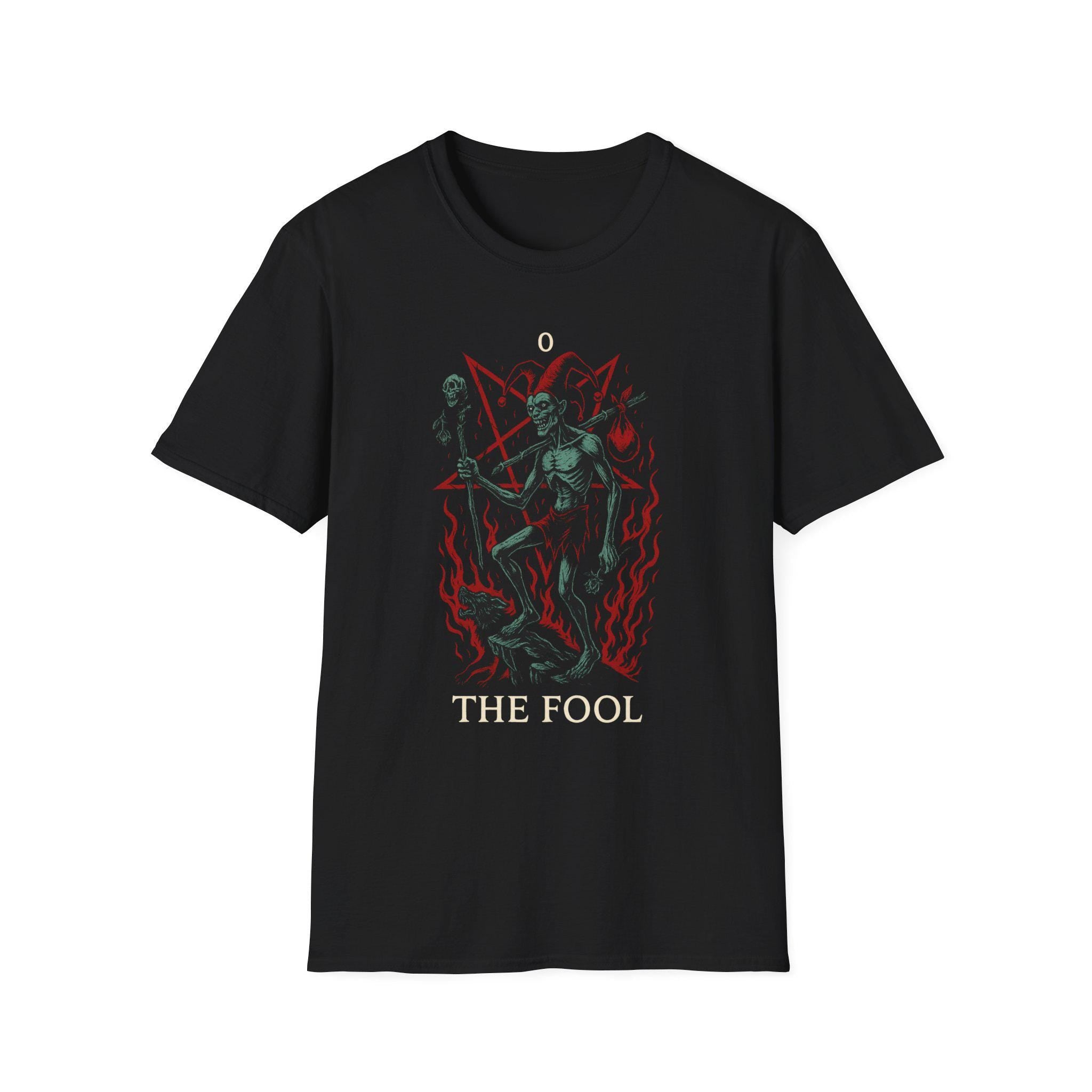 The Fool Tarot Card T-Shirt Black. VeinLine Studio