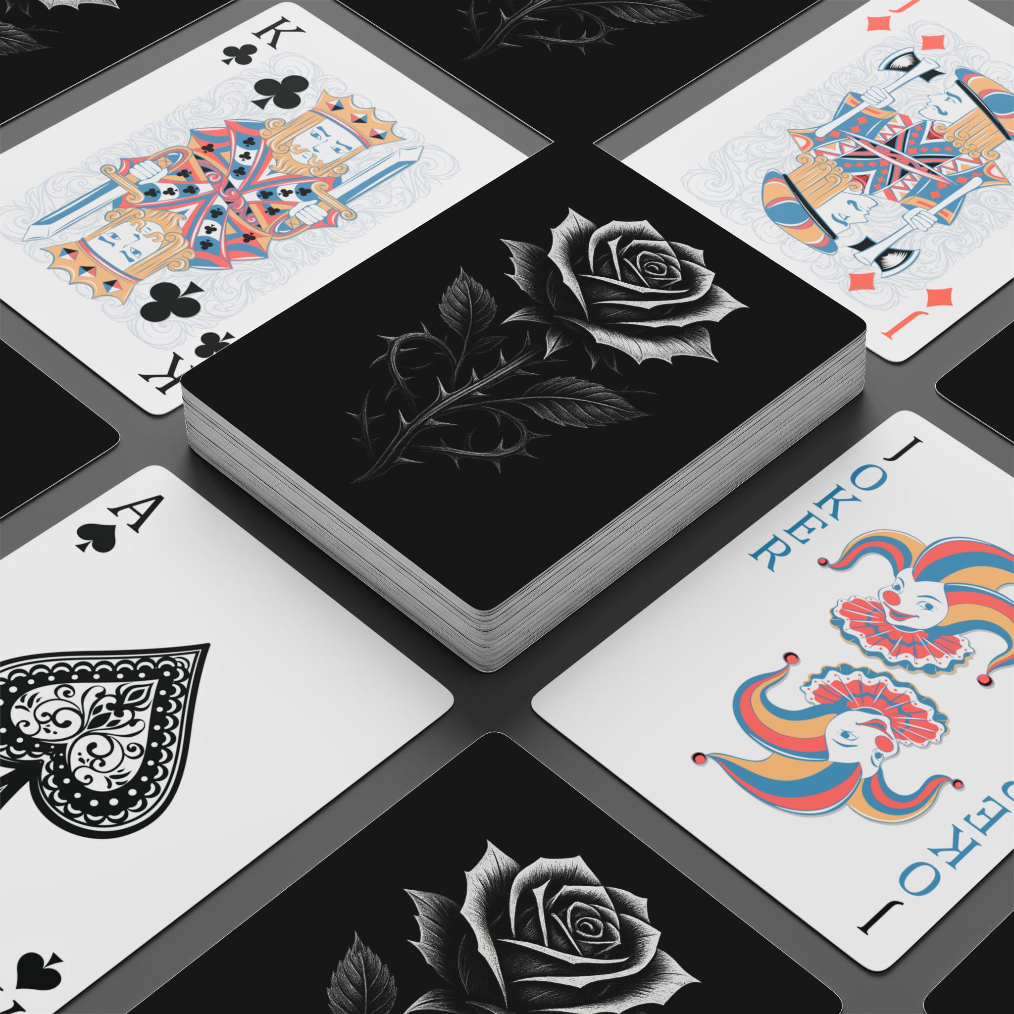 Custom Poker Playing Cards with Rose Design, VeinLine Studio