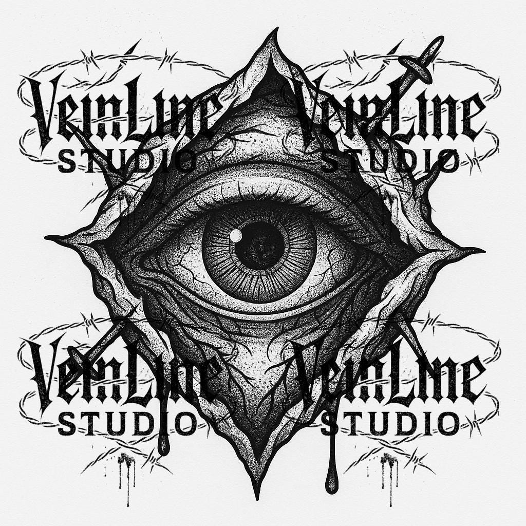 Realistic Dark Tattoo Stencil Bundle – 6 Black & White Flash Designs by VeinLineStudio