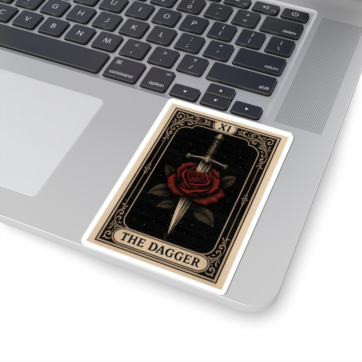 Gothic Rose Dagger Sticker – Dark Tarot Art Decal VeinLine Studio