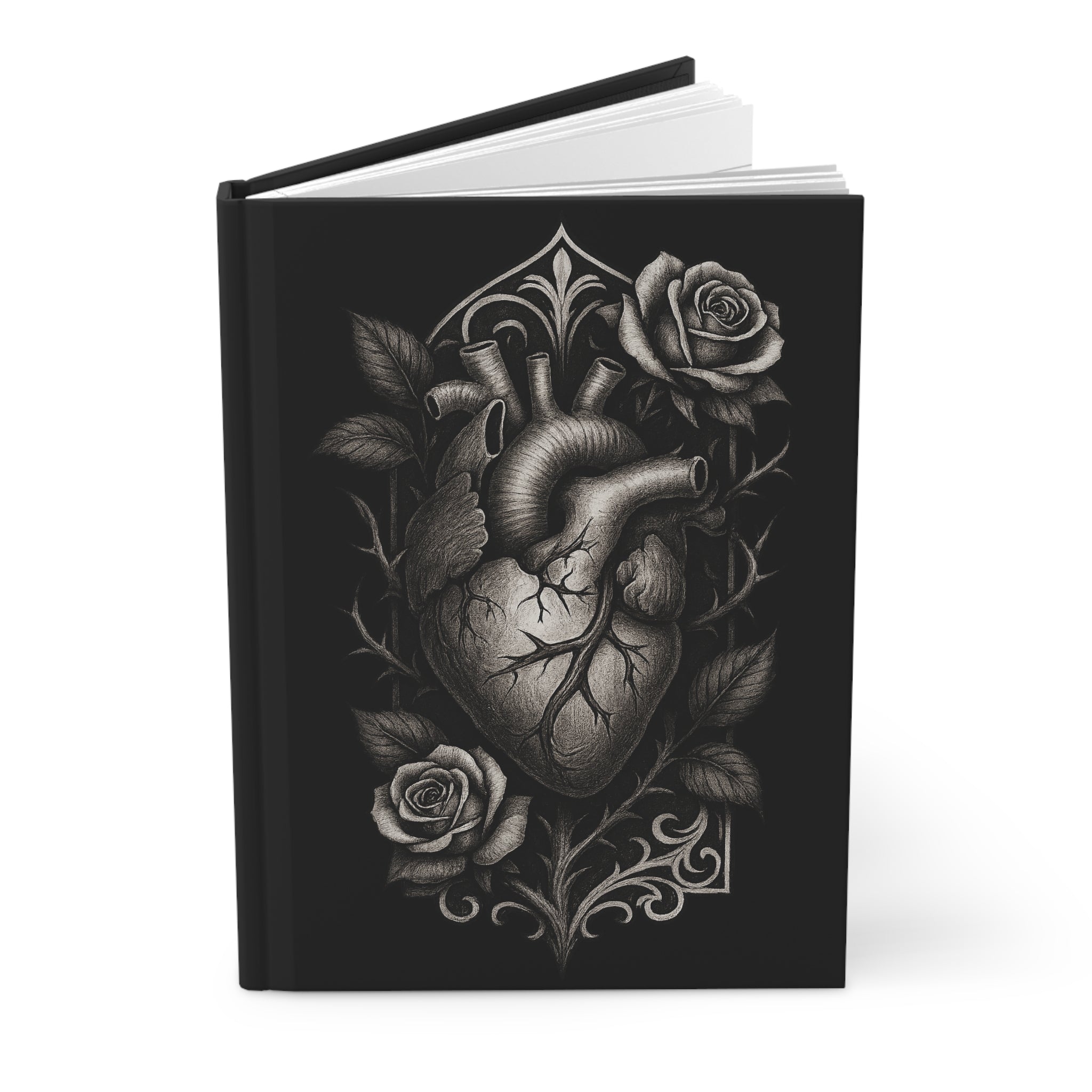 Anatomical Heart Hardcover Journal — Gothic Roses Notebook for Writers & Artists