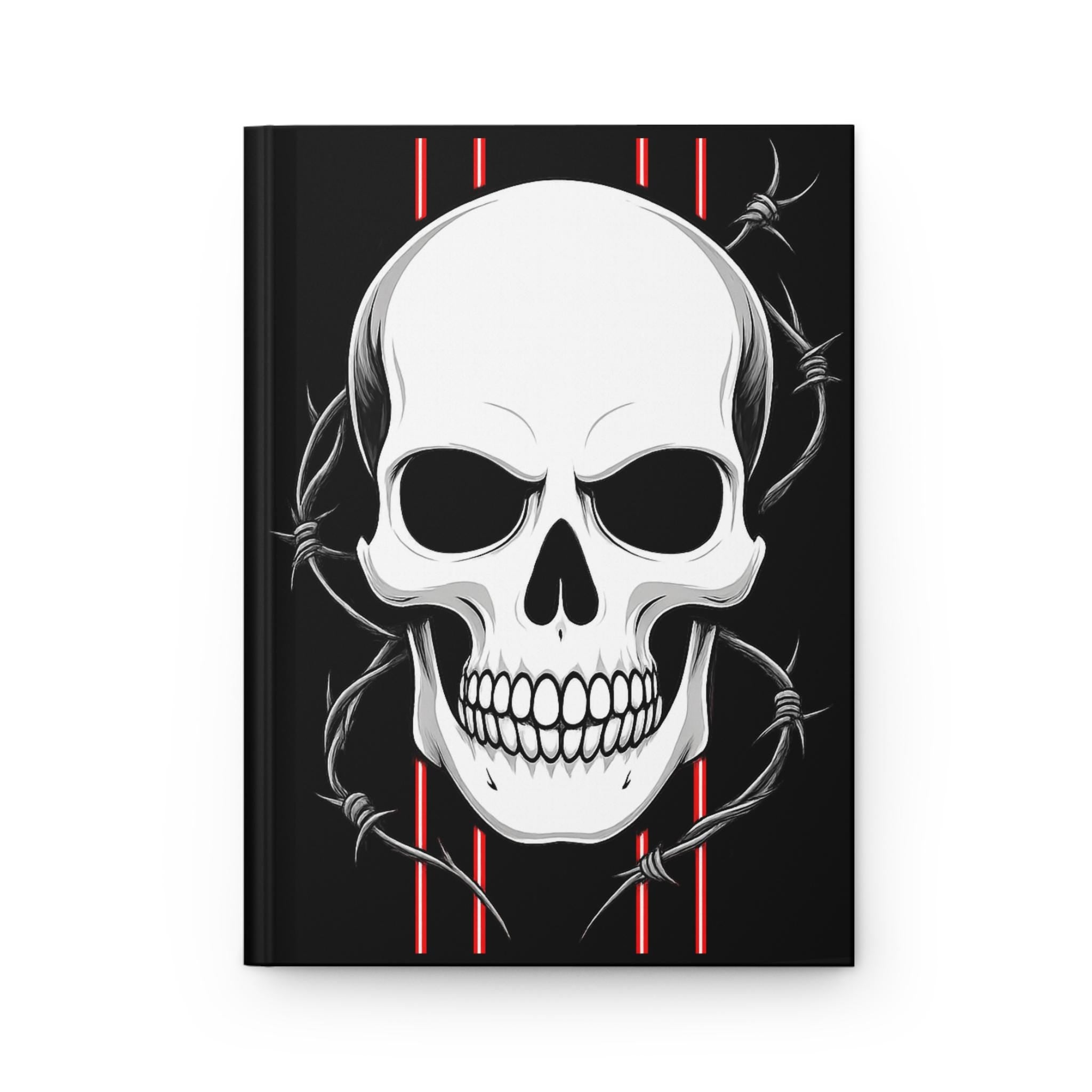 Skull Design Hardcover Journal - Matte Finish, Punk Aesthetic Notebook, Gift for Writers, Art Journal, Halloween Decor, Alternative Style