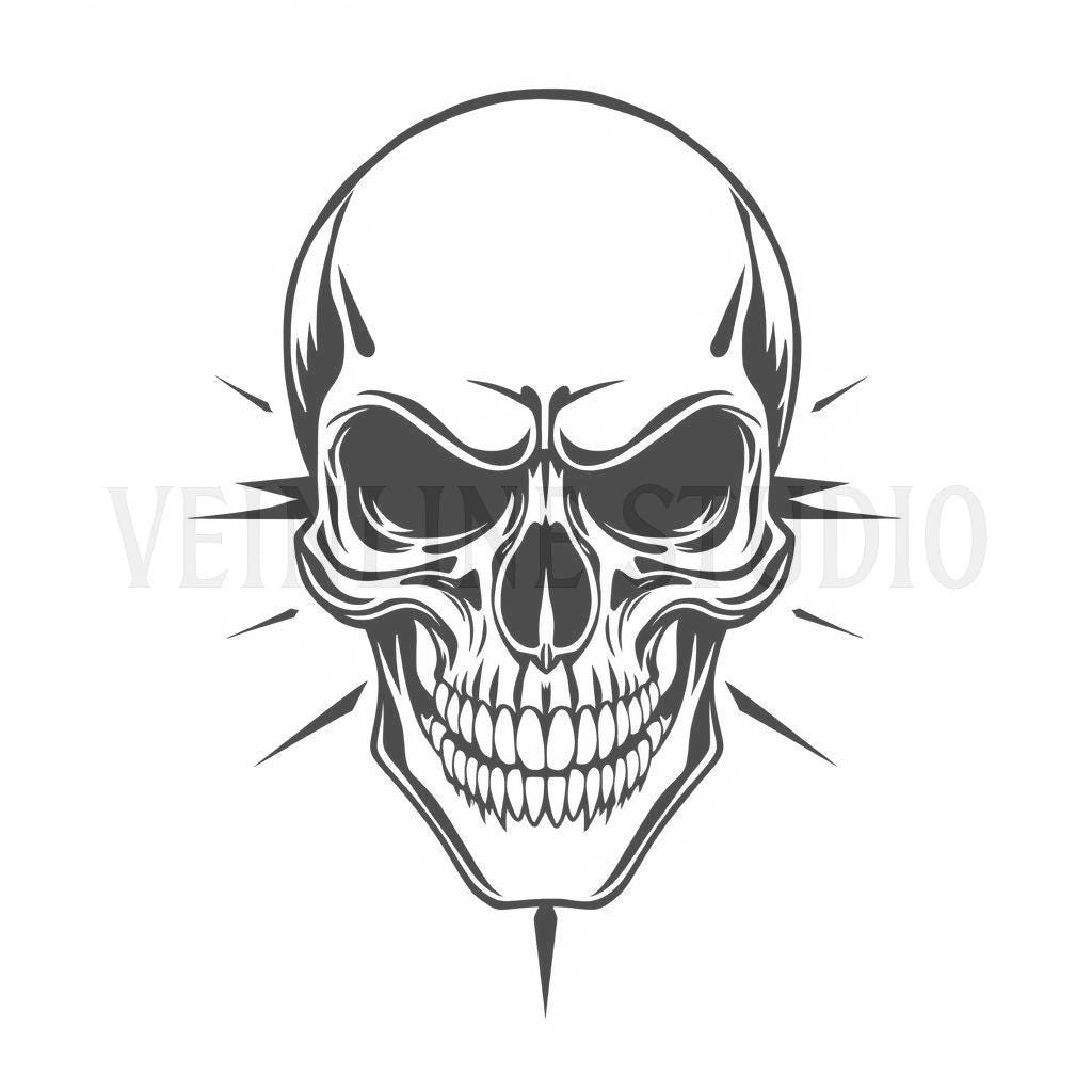 Skull tattoo stencil pack of 10 AI generated designs. Digital download.