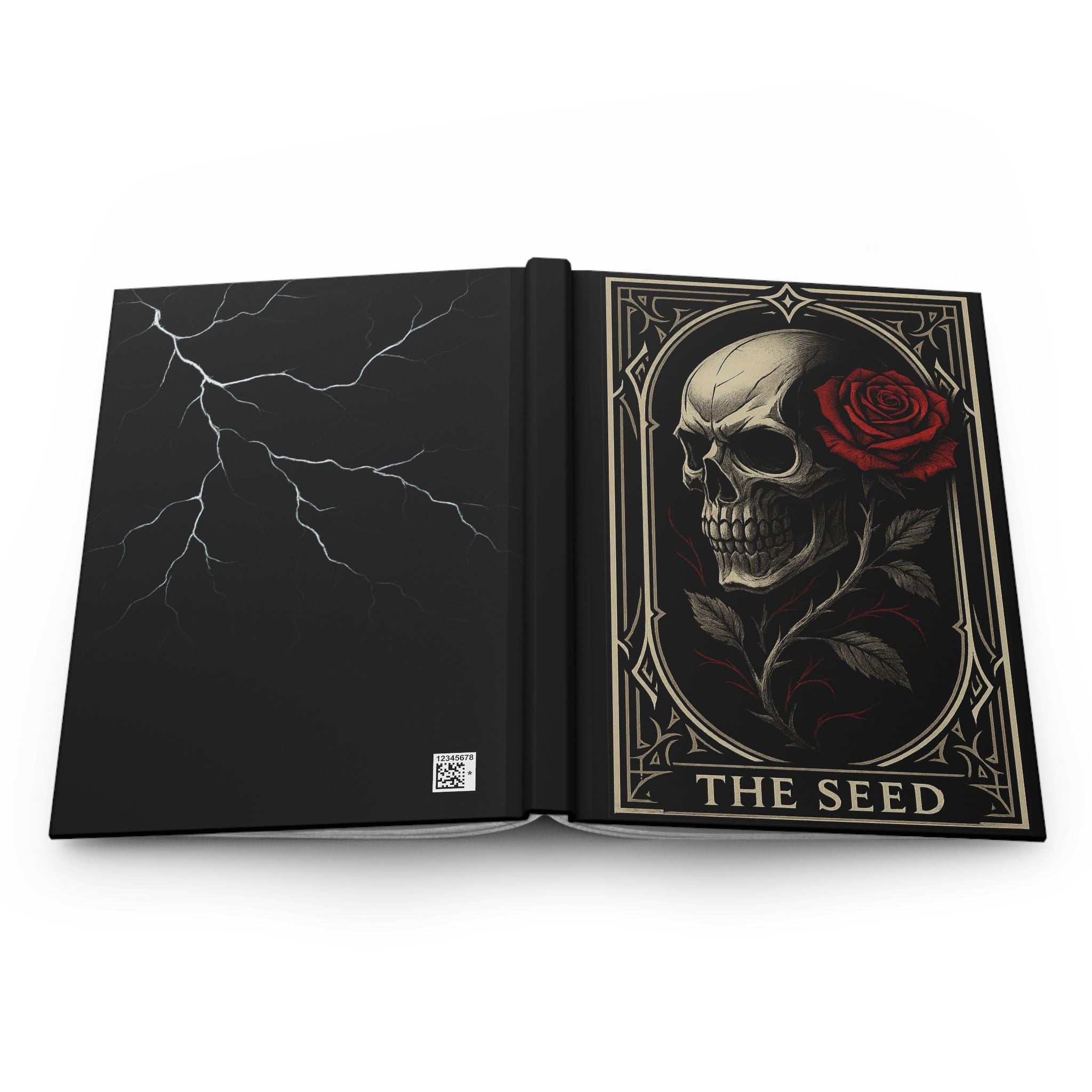 Gothic Hardcover Journal, Artistic Notebook, Dark Aesthetic Diary, Skull and Rose Design, VeinLine Studio