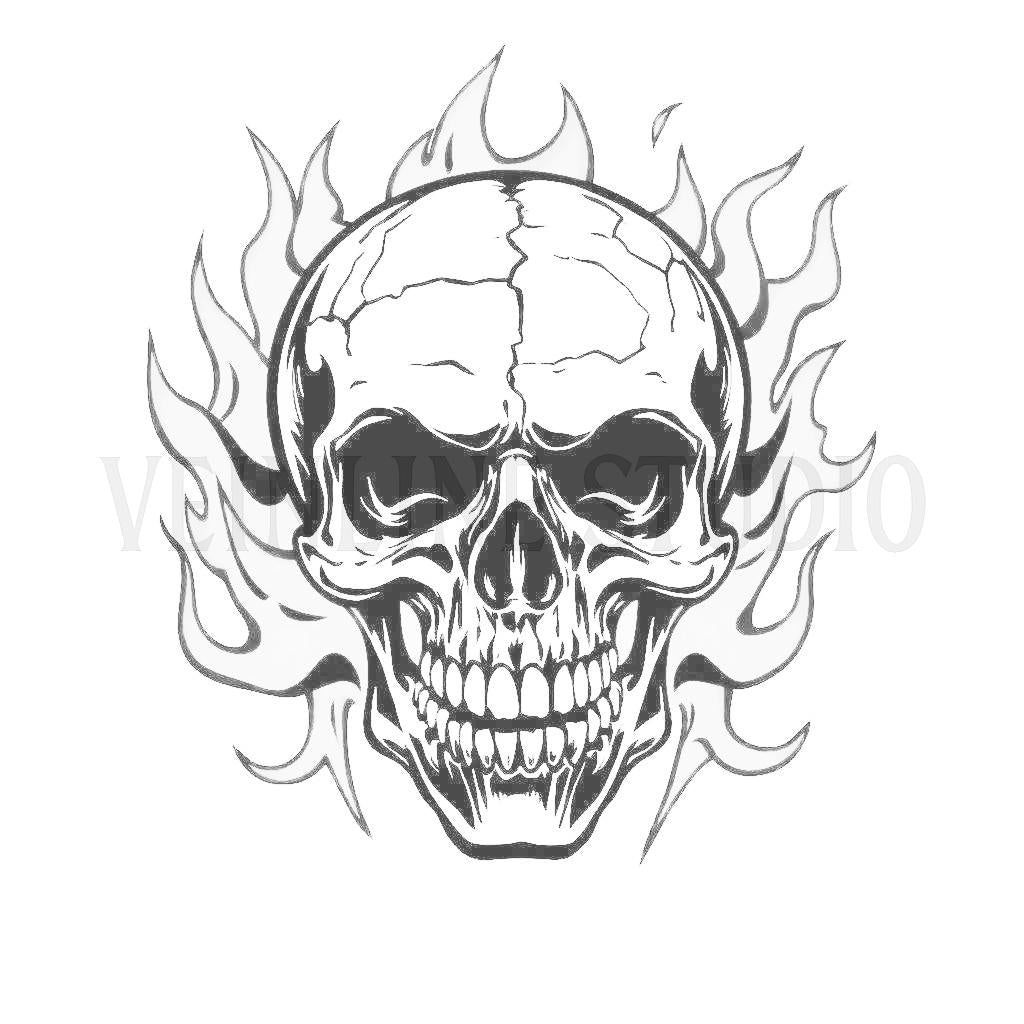 Skull tattoo stencil pack of 10 AI generated designs. Digital download.