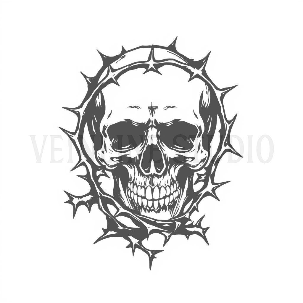 Skull tattoo stencil pack of 10 AI generated designs. Digital download.
