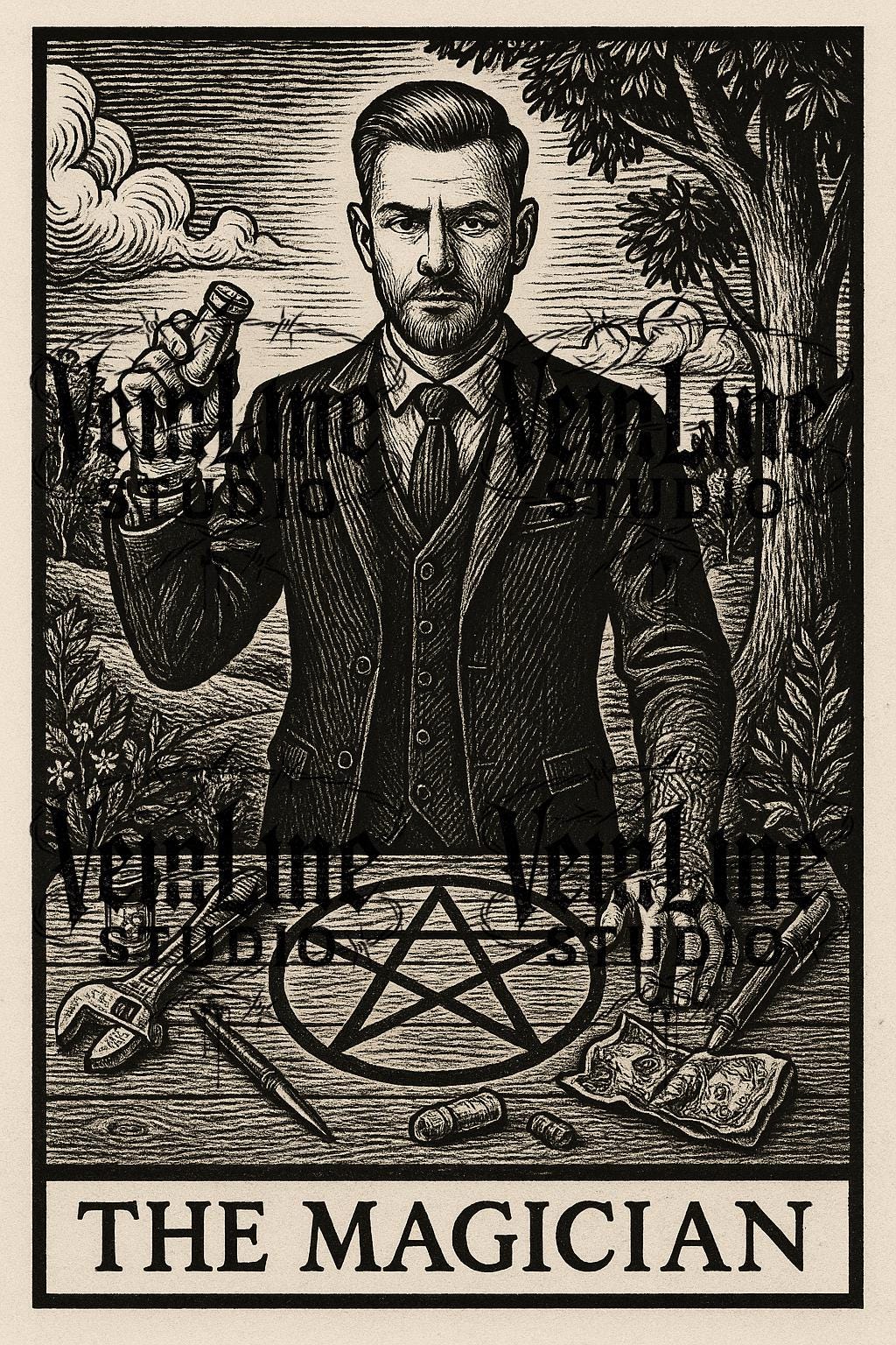 Dark Tarot Art Prints: Major Arcana Engraving Style (Digital Download) by VeinLineStudio
