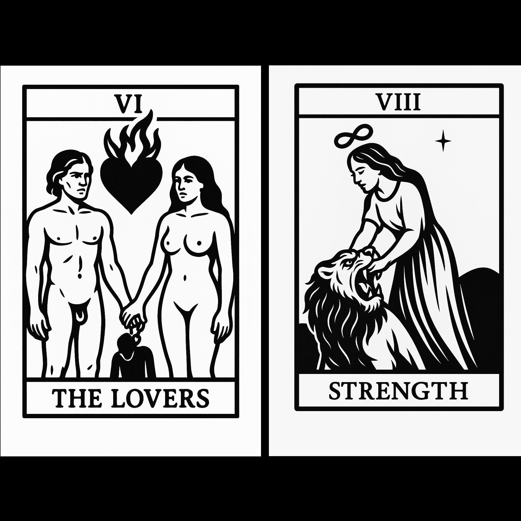 Gothic Tattoo Tarot Deck: Major Arcana Printable Cards (Digital Download by VeinLineStudio