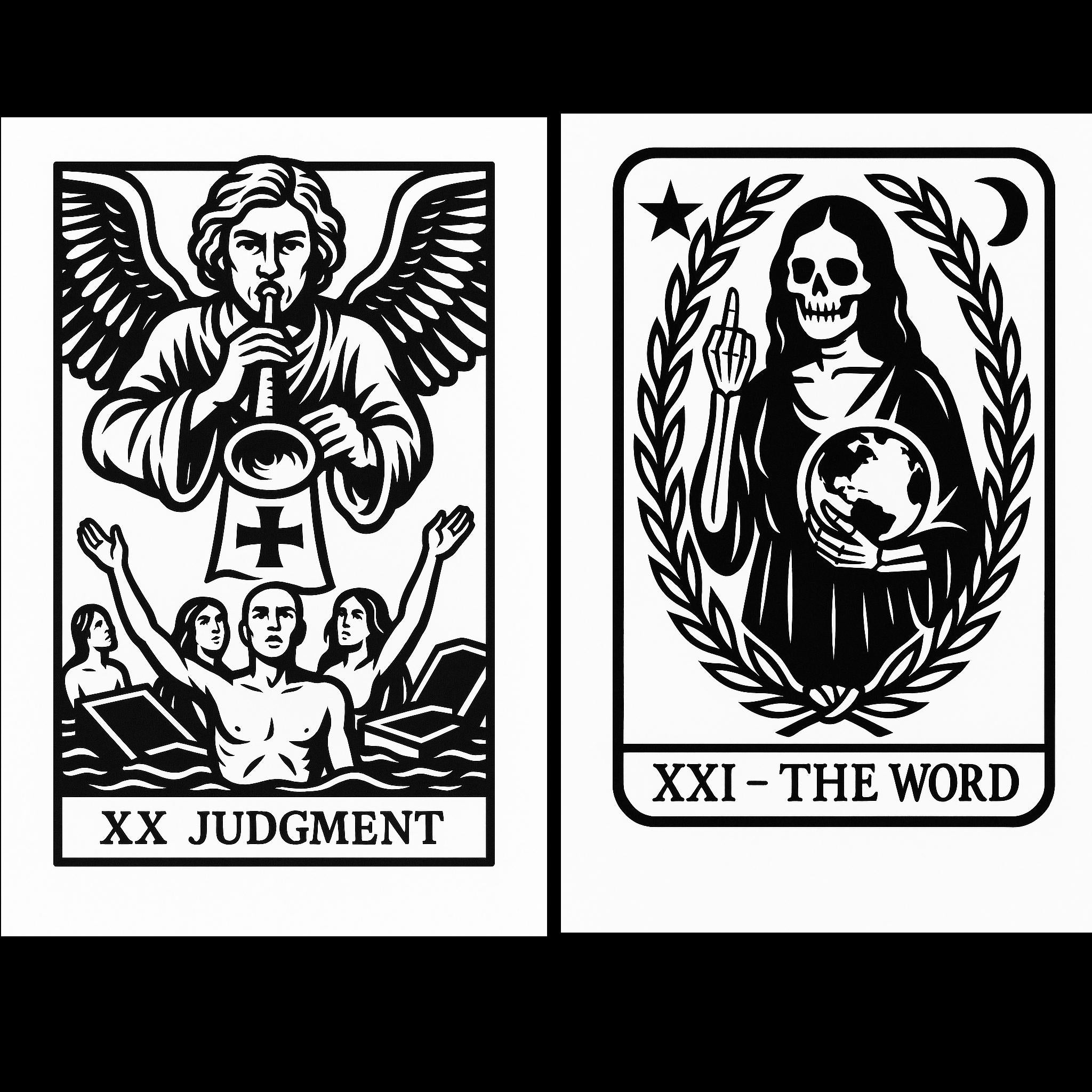 Gothic Tattoo Tarot Deck: Major Arcana Printable Cards (Digital Download by VeinLineStudio