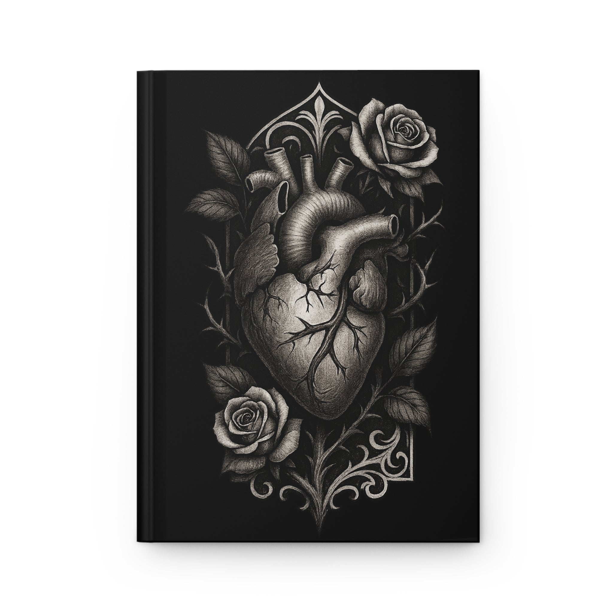 Anatomical Heart Hardcover Journal — Gothic Roses Notebook for Writers & Artists