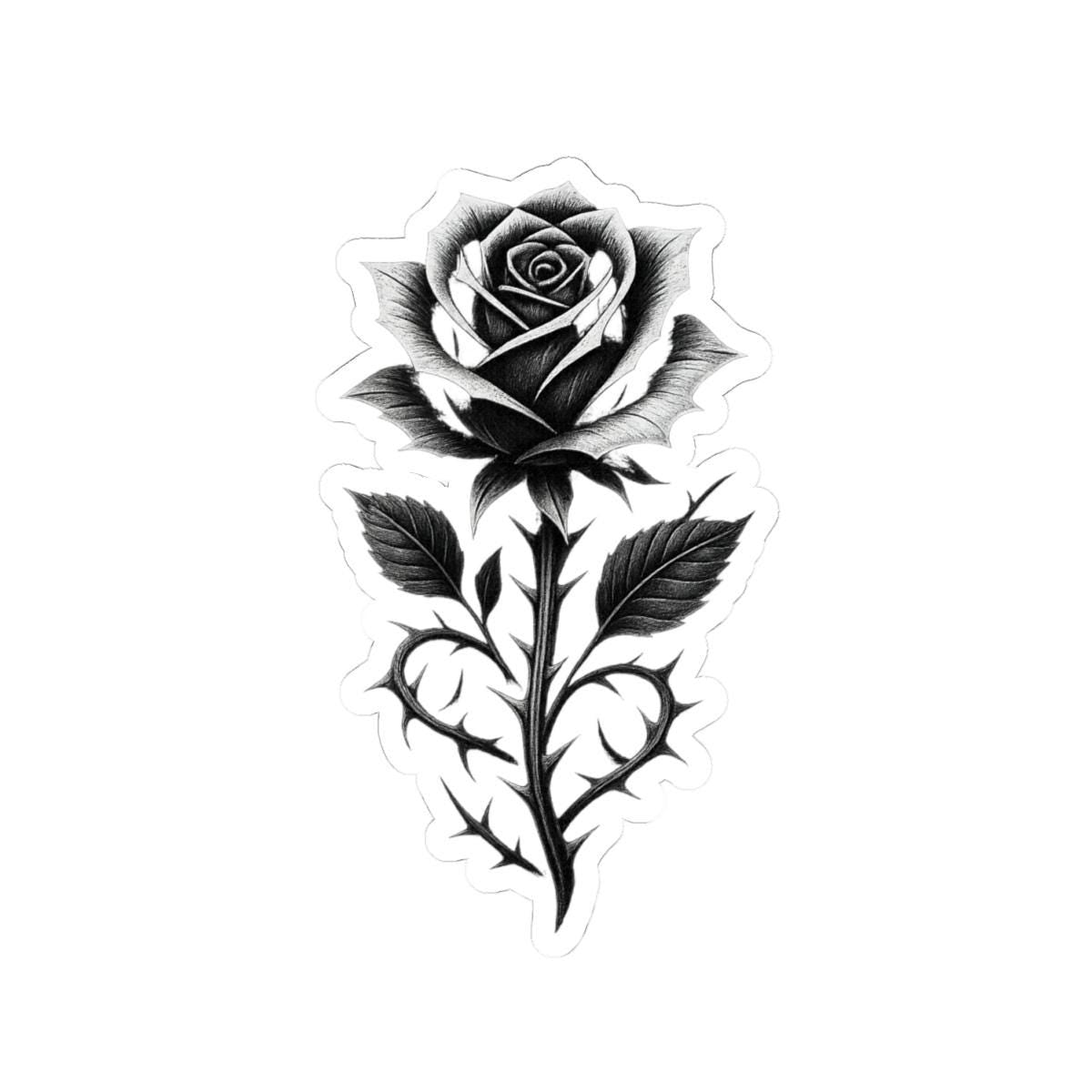 Black Rose Sticker – Gothic Floral Tattoo Art VeinLine Studio