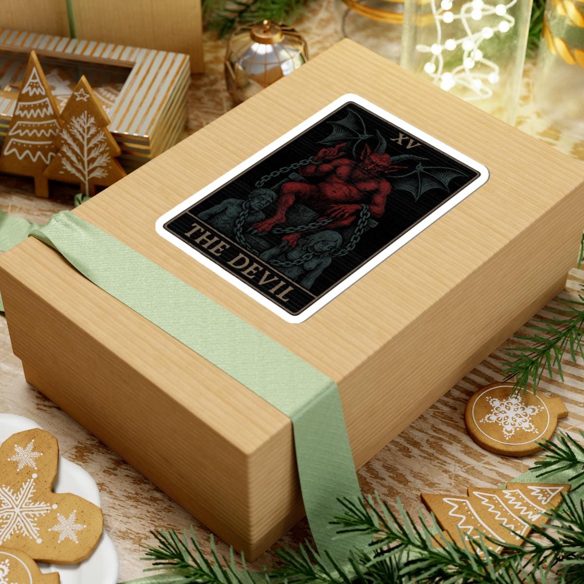 Devil Tarot Sticker – Gothic Occult Art Decal VeinLine Studio